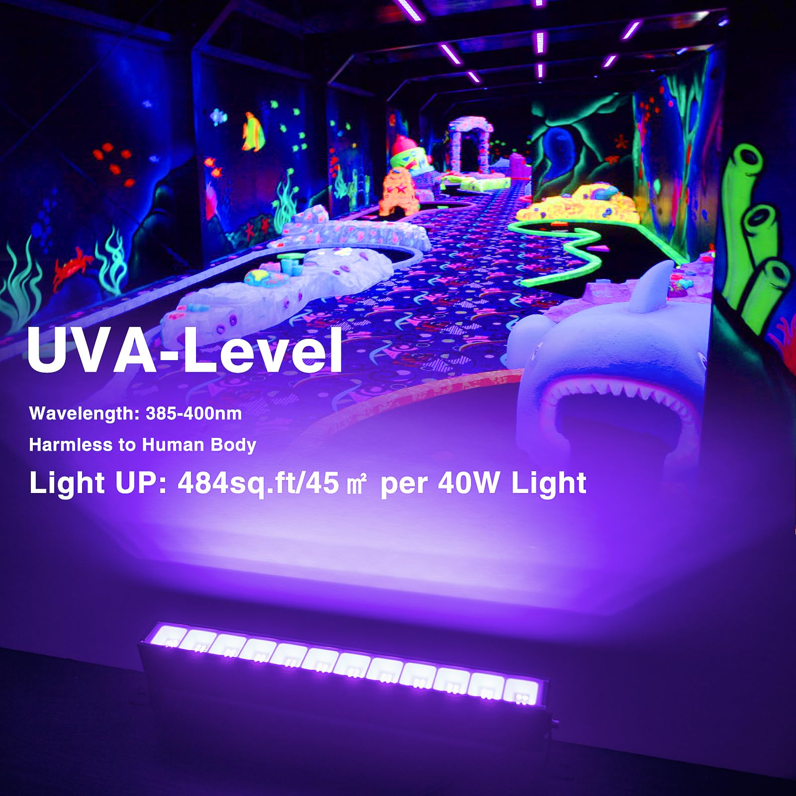 Atfoyer 8Pcs 40W Led Black Light Bar For Glow Party, Blacklight With Plug &Switch, Each Light Up 484 Sq.Ft Area, Glow Light For