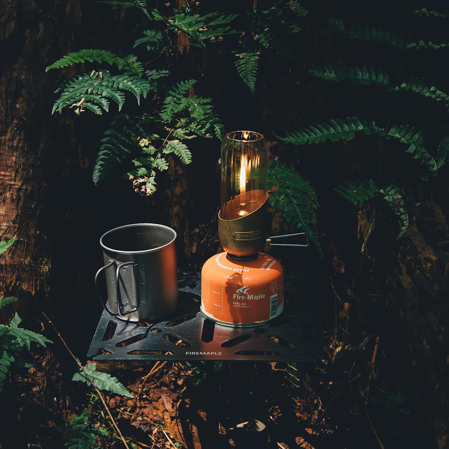 Fire-Maple Orange Gas Lantern, Stainless Steel, Copper, Propane/Isobutane, No Mantles Required