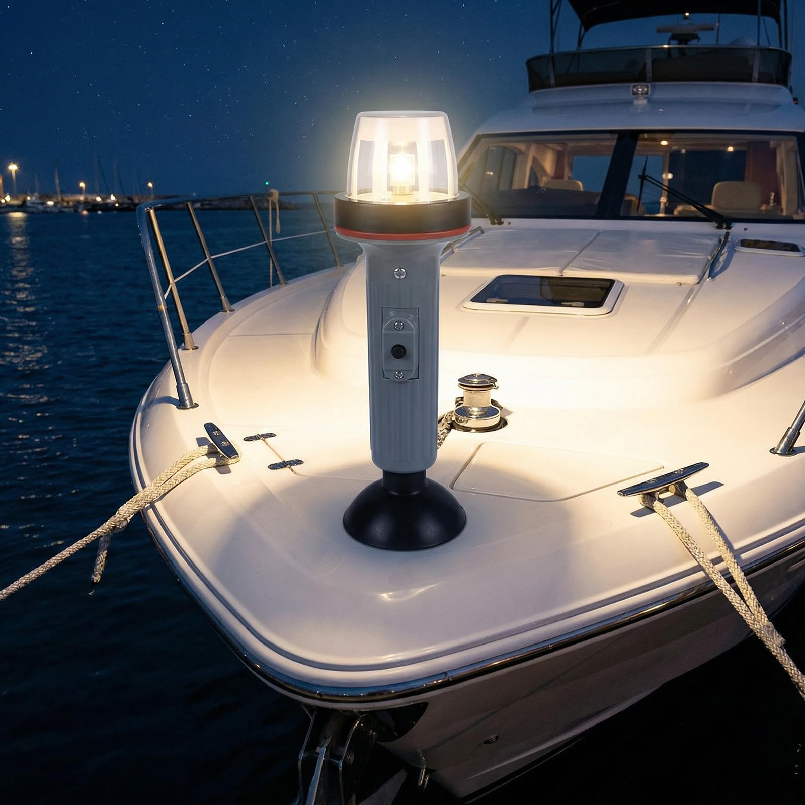 VIHOSE Portable LED Stern Light with Suction Cup Battery Operated Bow/stern Navigation Light 100, 000-hour LED Heavy-duty Sealed