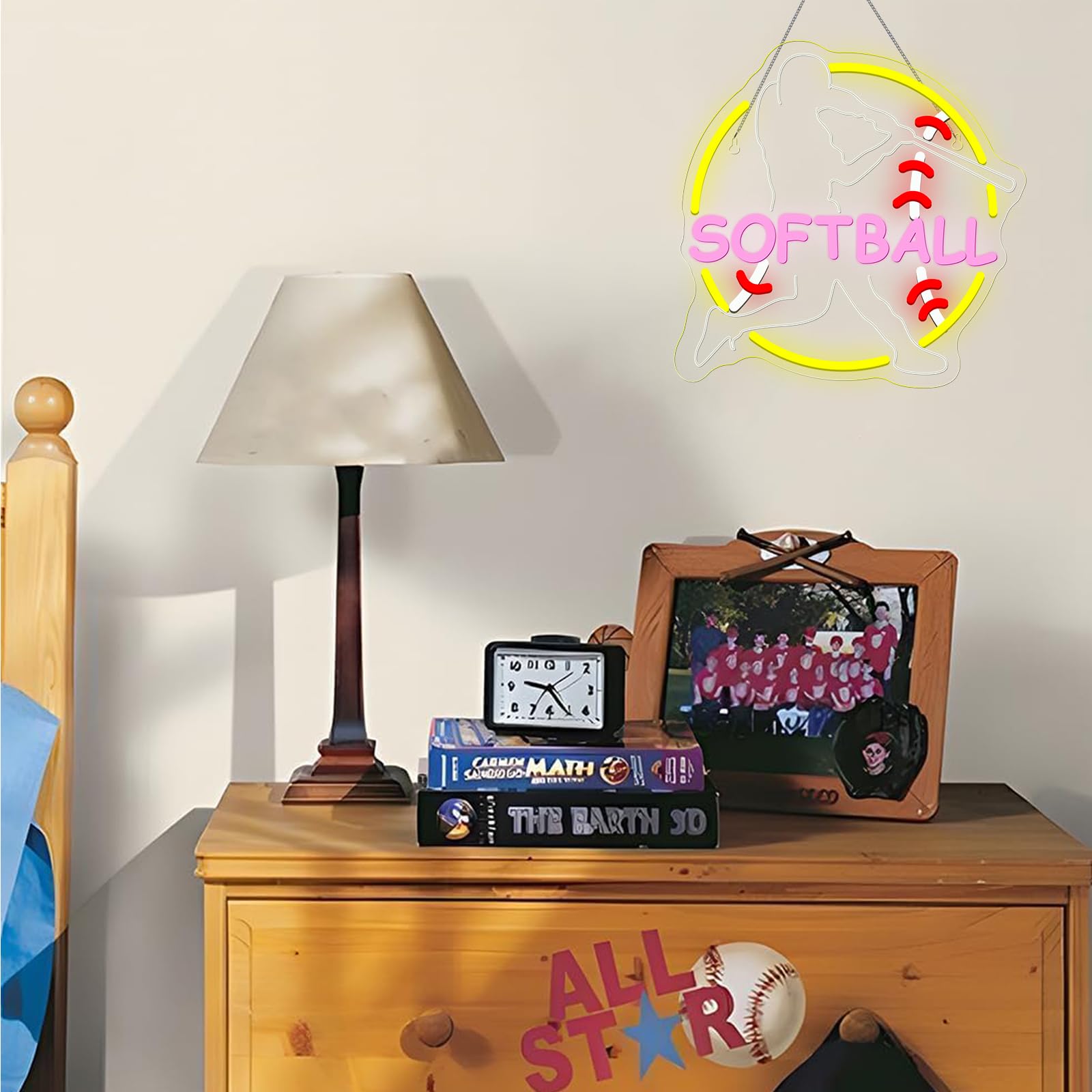 Wanxing LED Softball Neon Sign Light - Dynamic Pink Wall Decor for Teens Bedroom, Gift for Girls, Christmas Party