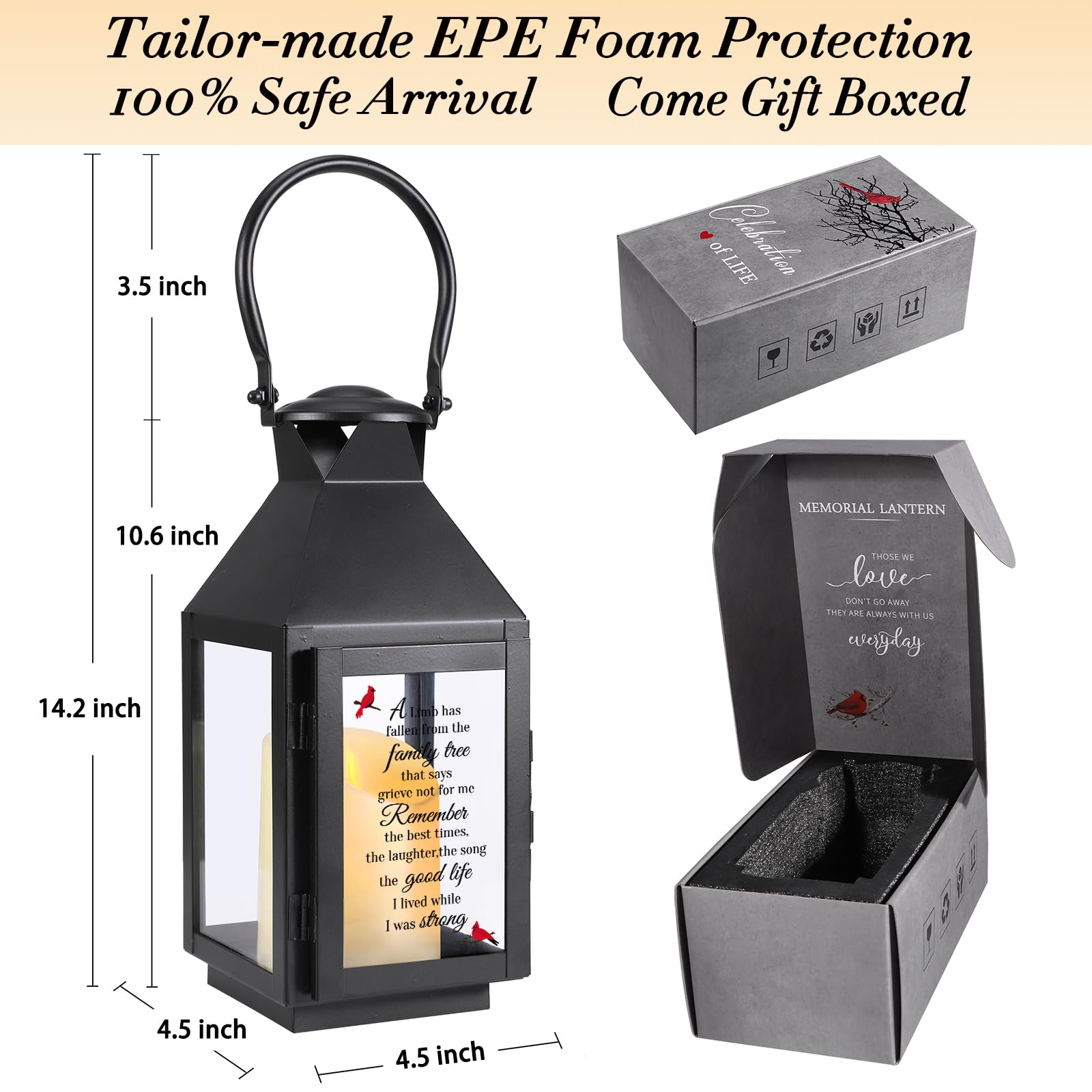 HSENYEKUM Memorial Lantern - Sympathy Gift for Loss of Loved One, Celebration of Life, "A Limb Has Fallen from the Family Tree"