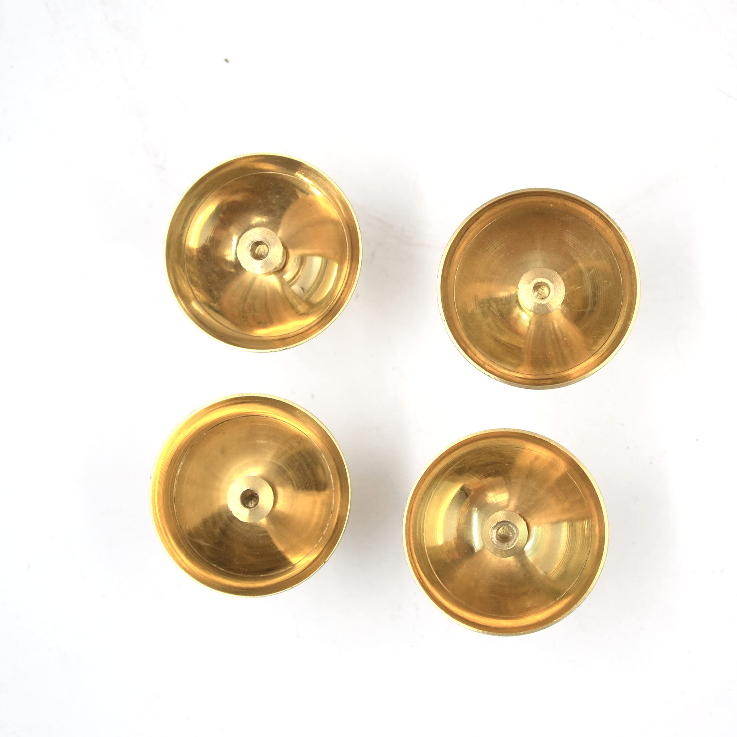 CraftVatika Brass Akhand Small Diya Oil Lamp Holder for Puja (4 x 3.2 CM, Golden) ( 3 Piece)