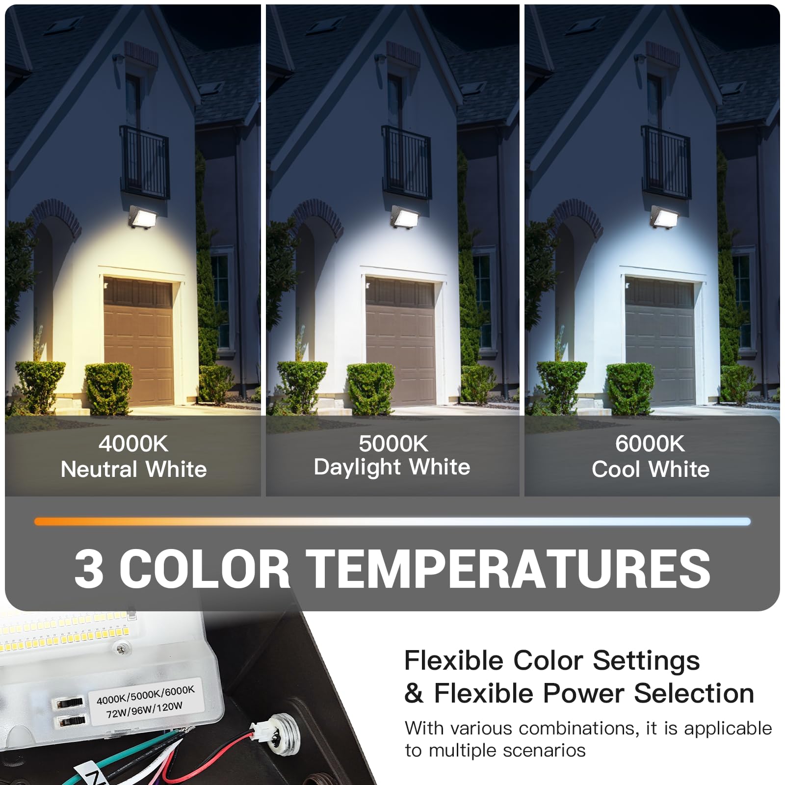 Jtt Led Wall Pack Light 120W/96W/72W With Dusk To Dawn Photocell, 18000Lm 6000K/5000K/4000K Cct Ip65 Waterproof Wallpack Lights