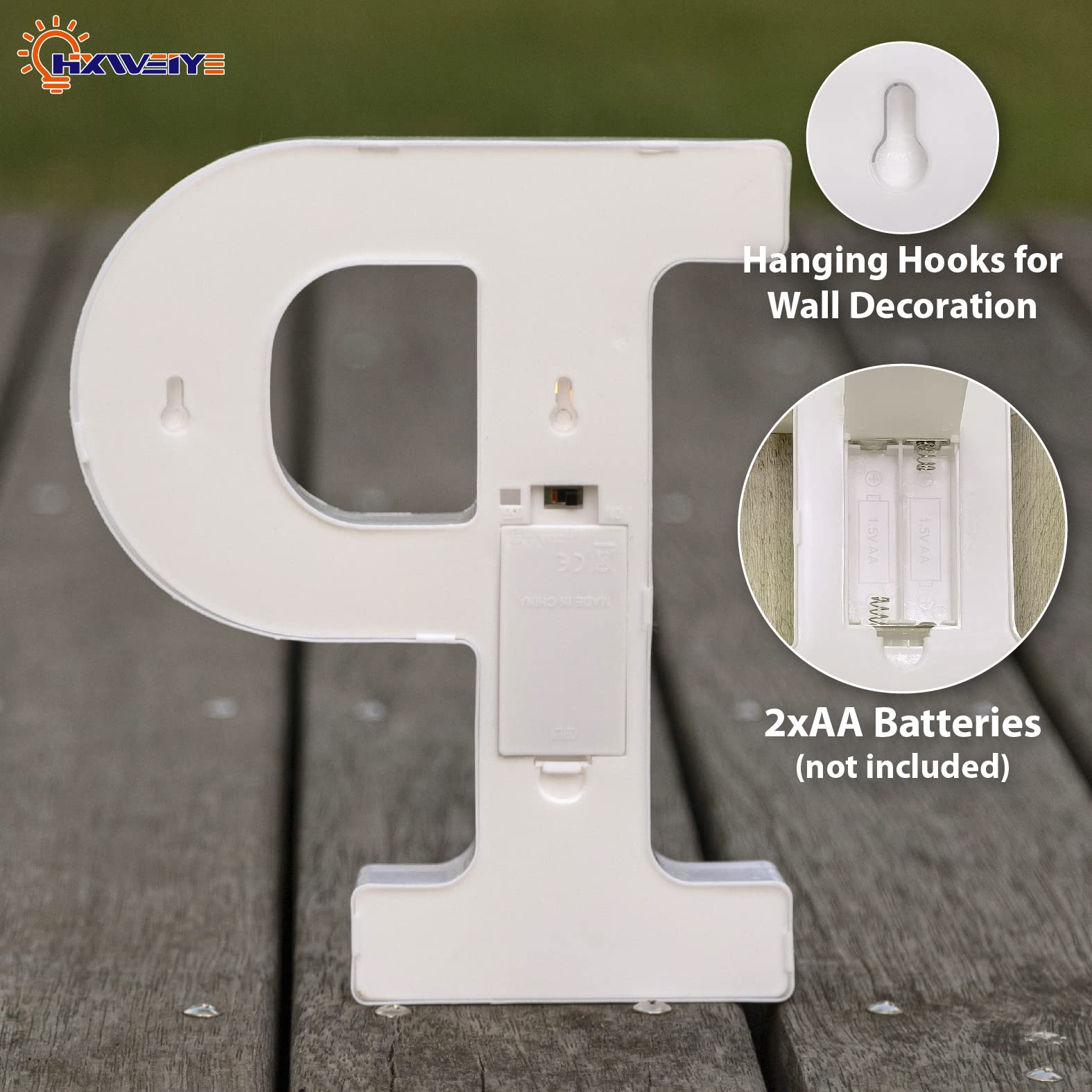 HXWEIYE LED Marquee Light Up Letter P, Warm White Plastic Sign for Party, Birthday, Bar, Battery Powered