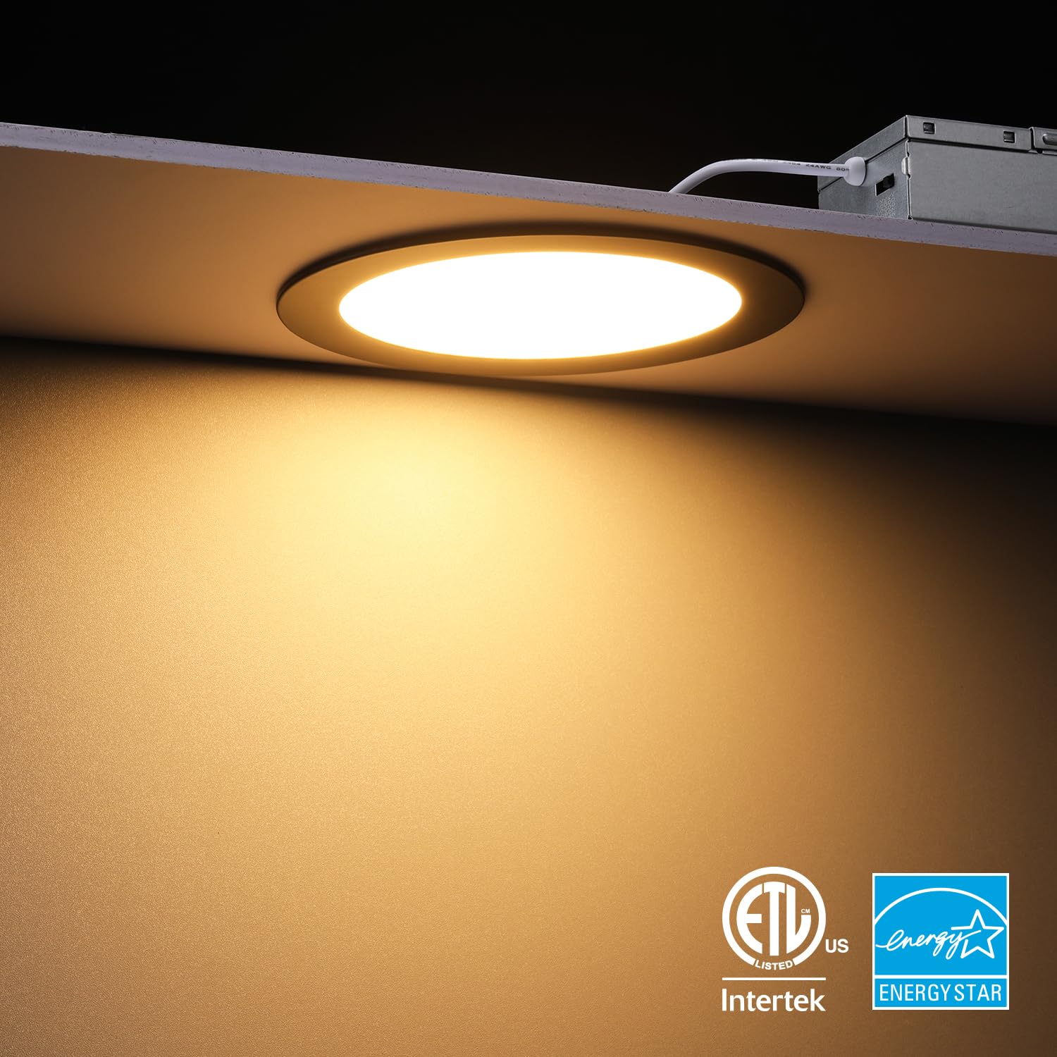 Torchstar 6 Inch 5Cct Slim Recessed Lighting With J-Box, Ultra-Thin Led Recessed Light, Aluminum Dimmable Canless Downlight, Etl&Es, 2700K/3000K/3500K/4000K/5000K, Oil Rubbed Bronze, Pack Of 6