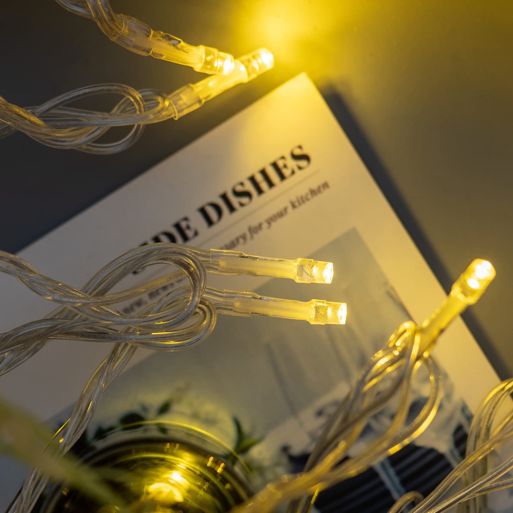 Yuletime 100 Feet 300 Count Warm White Led String Lights With 8 Models Adapter, Clear Wire Wide Angle 5Mm Christmas Lights (Warm White - Multimode)