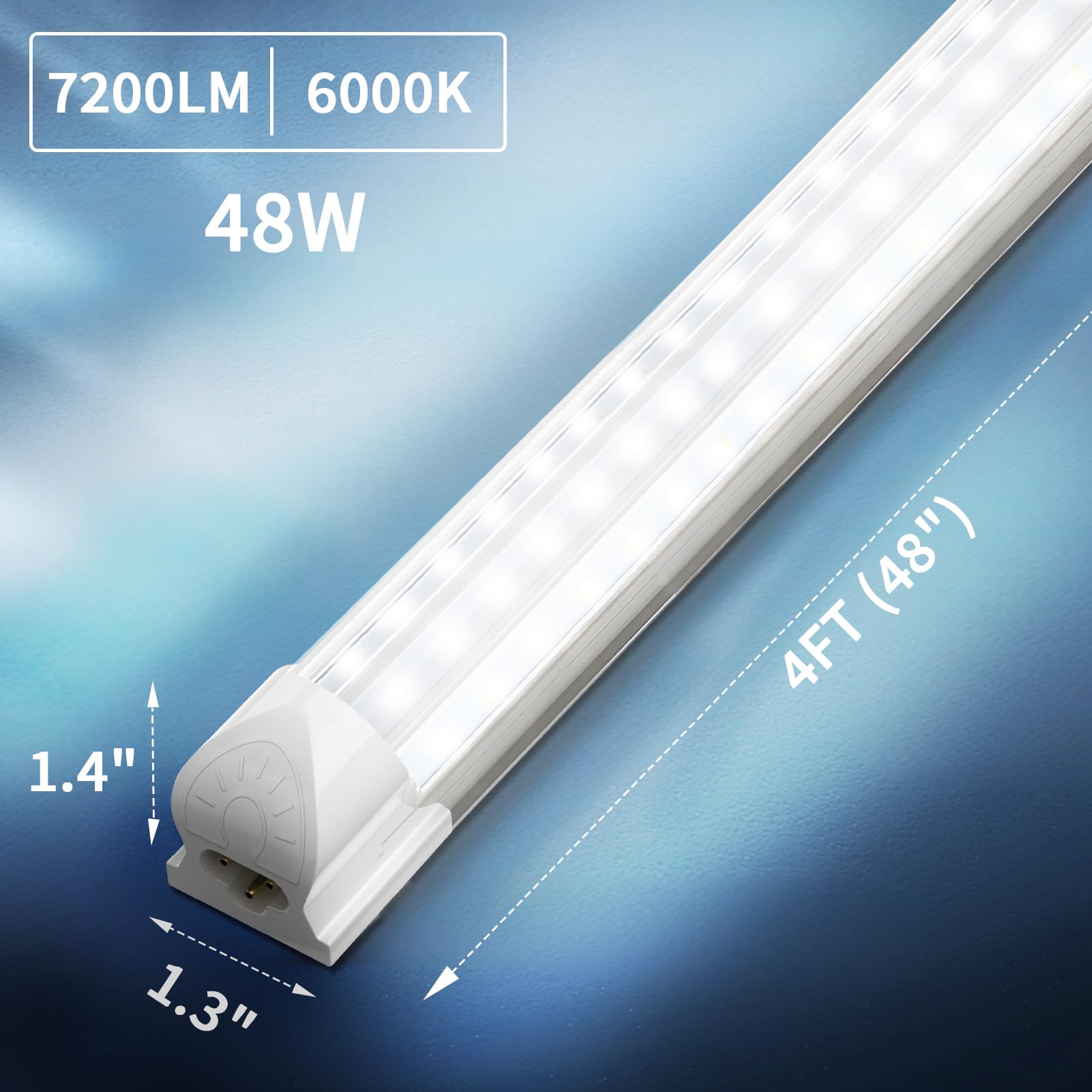 SHOPLED LED Shop Light 4FT, 45W, 5850LM, 6000K, D-Shaped, Aluminum, 12-Pack