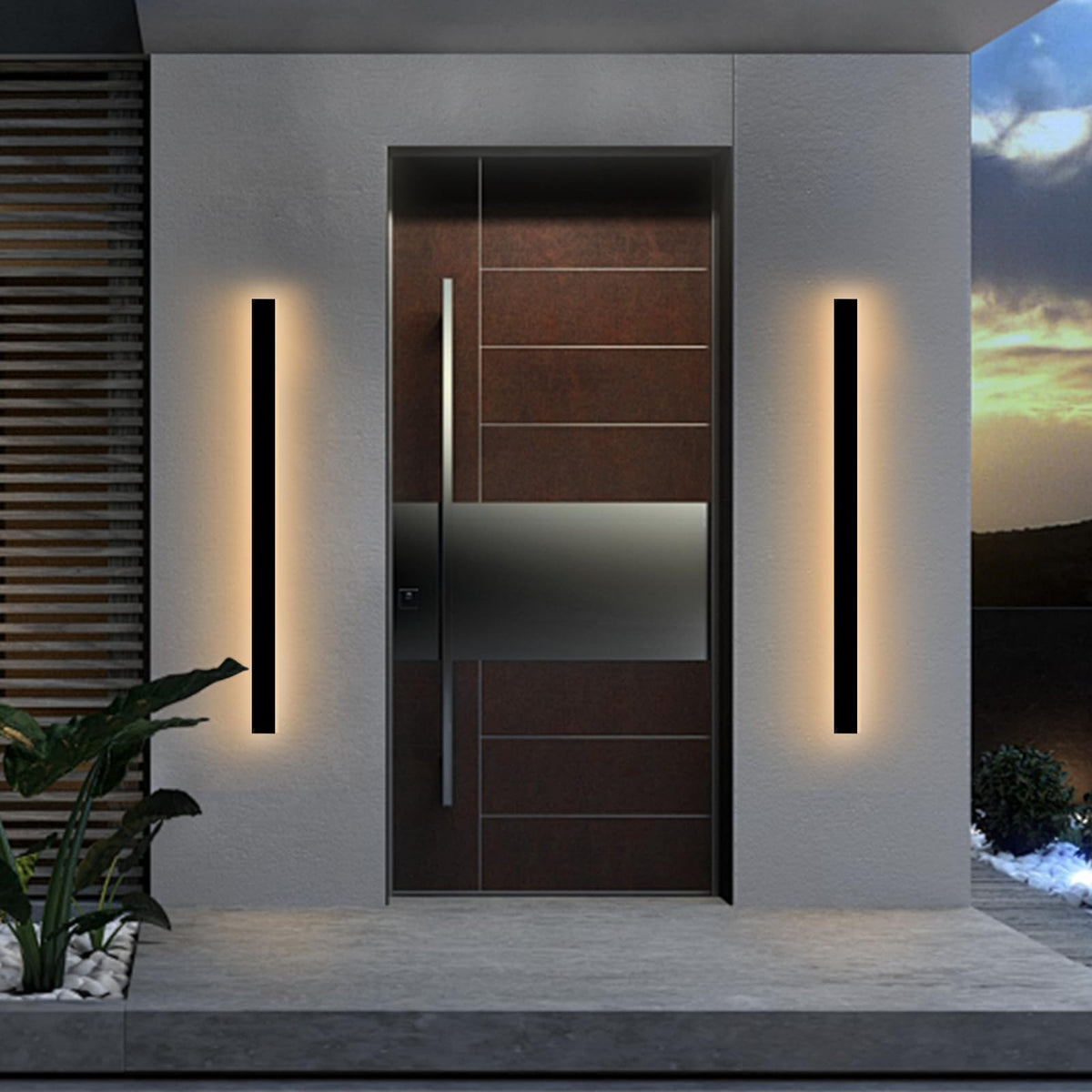 2 Pack 47.2Inch Outdoor Wall Light for House,Modern Black LED Exterior Sconce Light Fixtures Wall Mount, Porch & Doorway Exterio