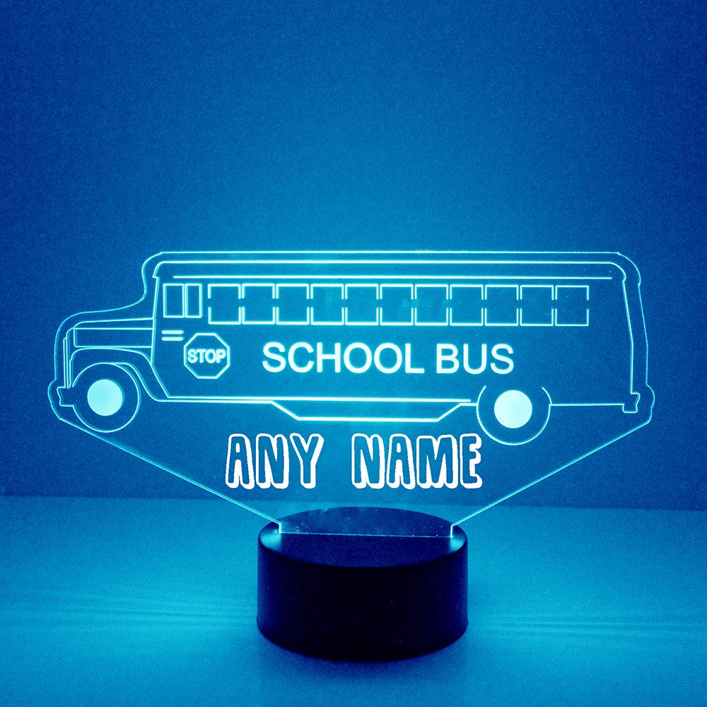 Custom School Bus Led Sign Night Light Lamp With Remote, Light Up Display With Personalized Name Or Image, Customized And Made I