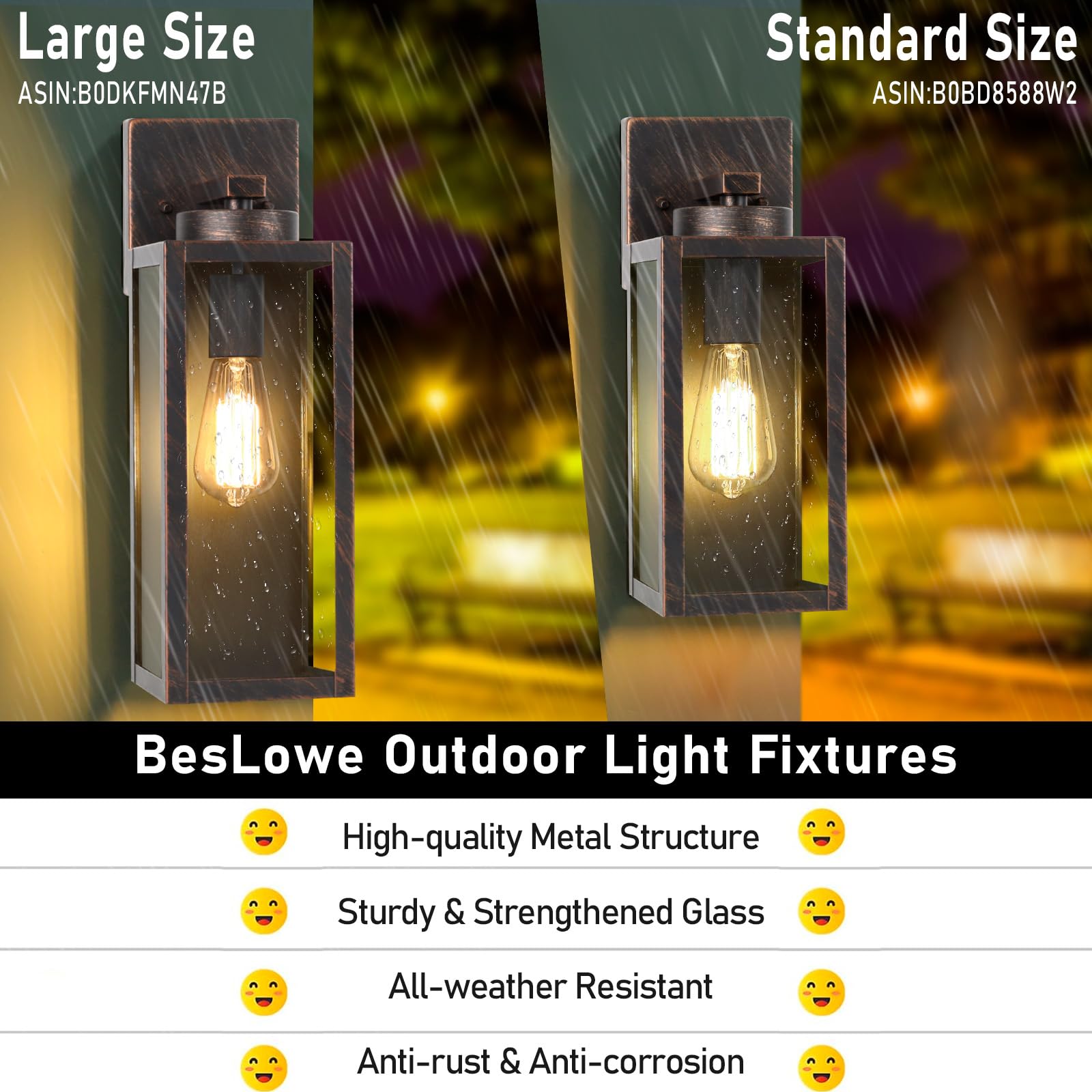 Large Size Outdoor Wall Light Fixtures, Exterior Lighting Fixtures Porch Sconces Wall Mounted, Waterproof Outdoor Wall Lanterns,