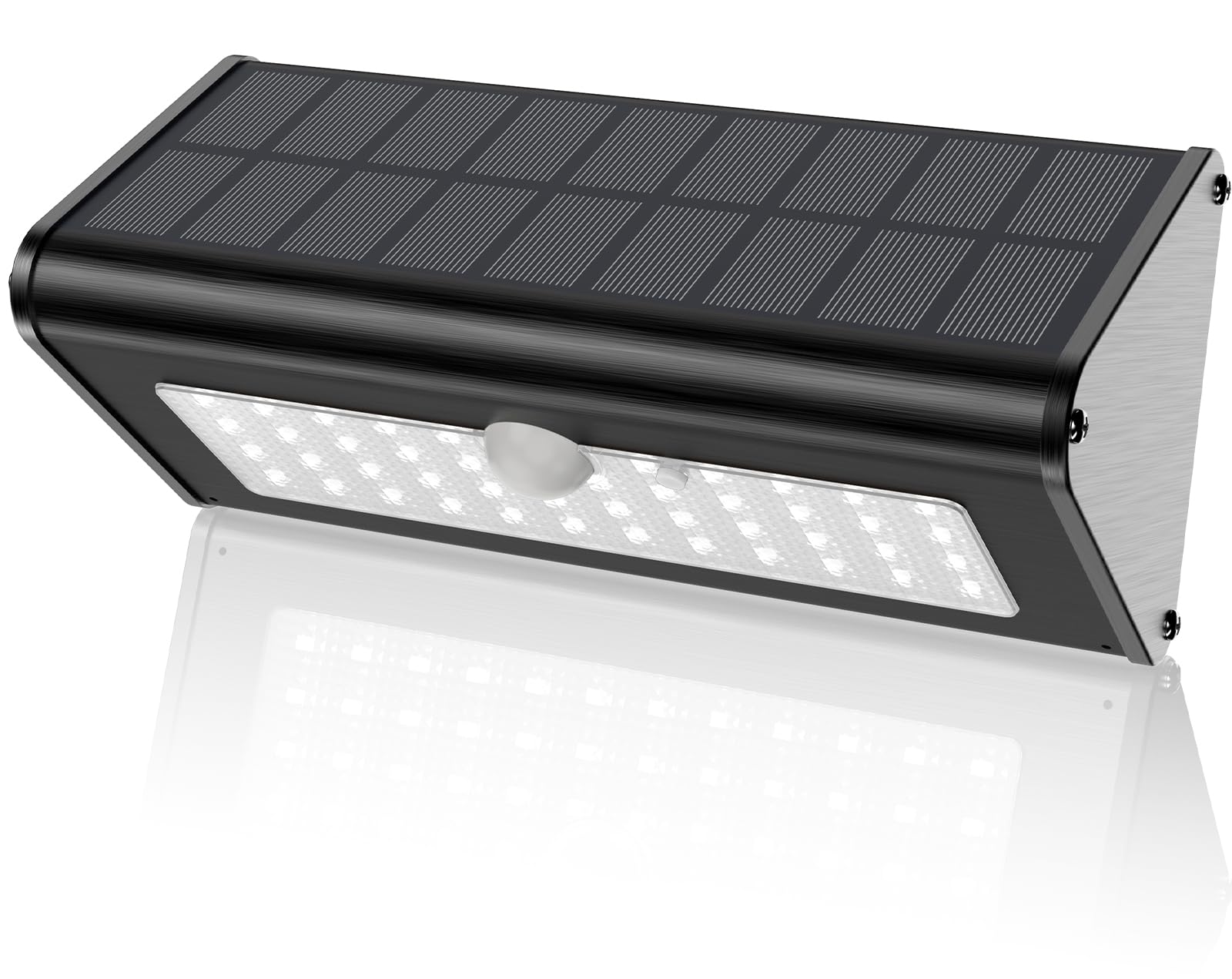 SECUROAD Solar Motion Sensor Lights, 1100 Lumens, IP65 Waterproof, 4500mAh Battery, Black Aluminum, Model HBT-1606BP, 1 Pack