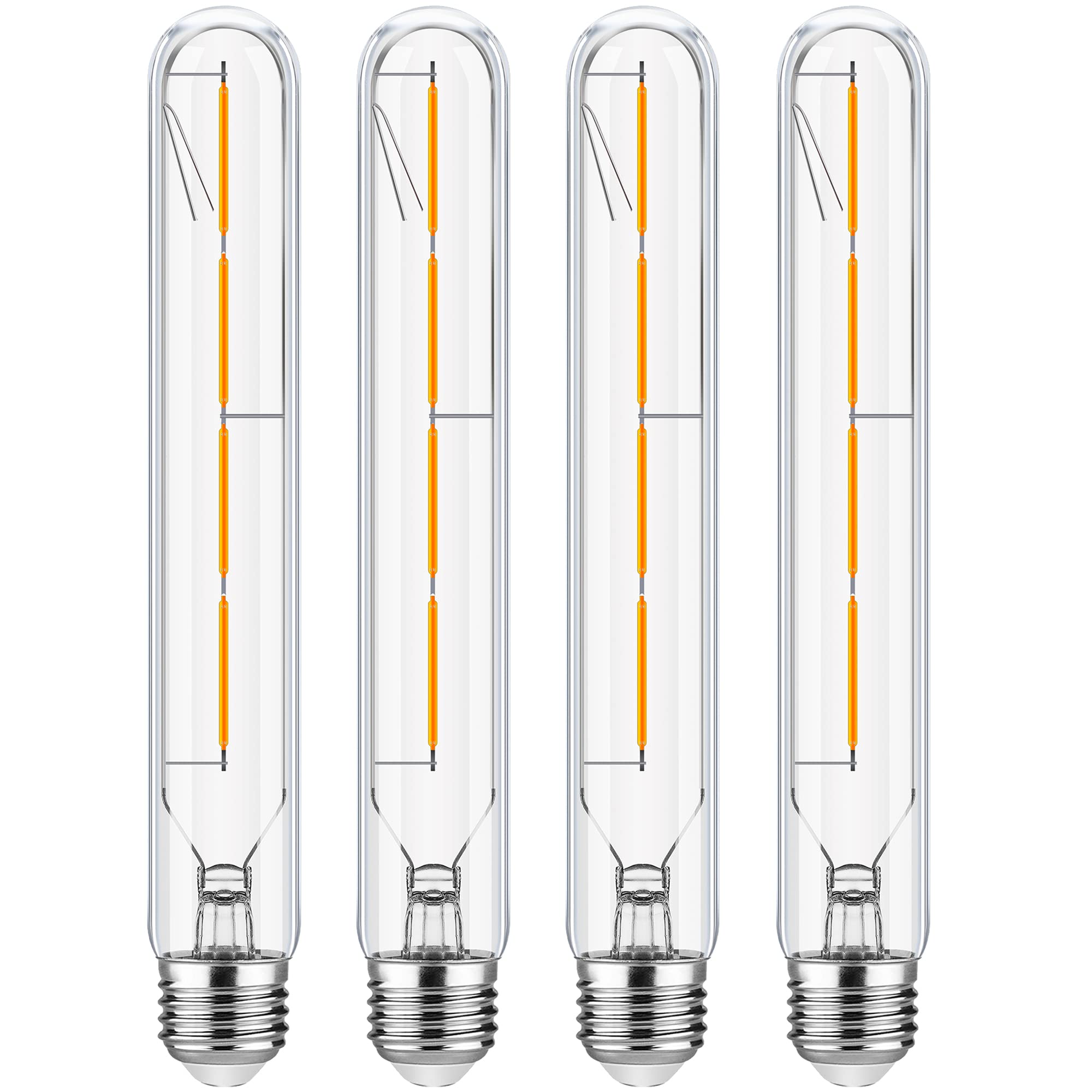Leools T10 LED Long Bulbs, 4W Dimmable, 40W Equivalent, 3000K Soft White, 4-Pack, Glass