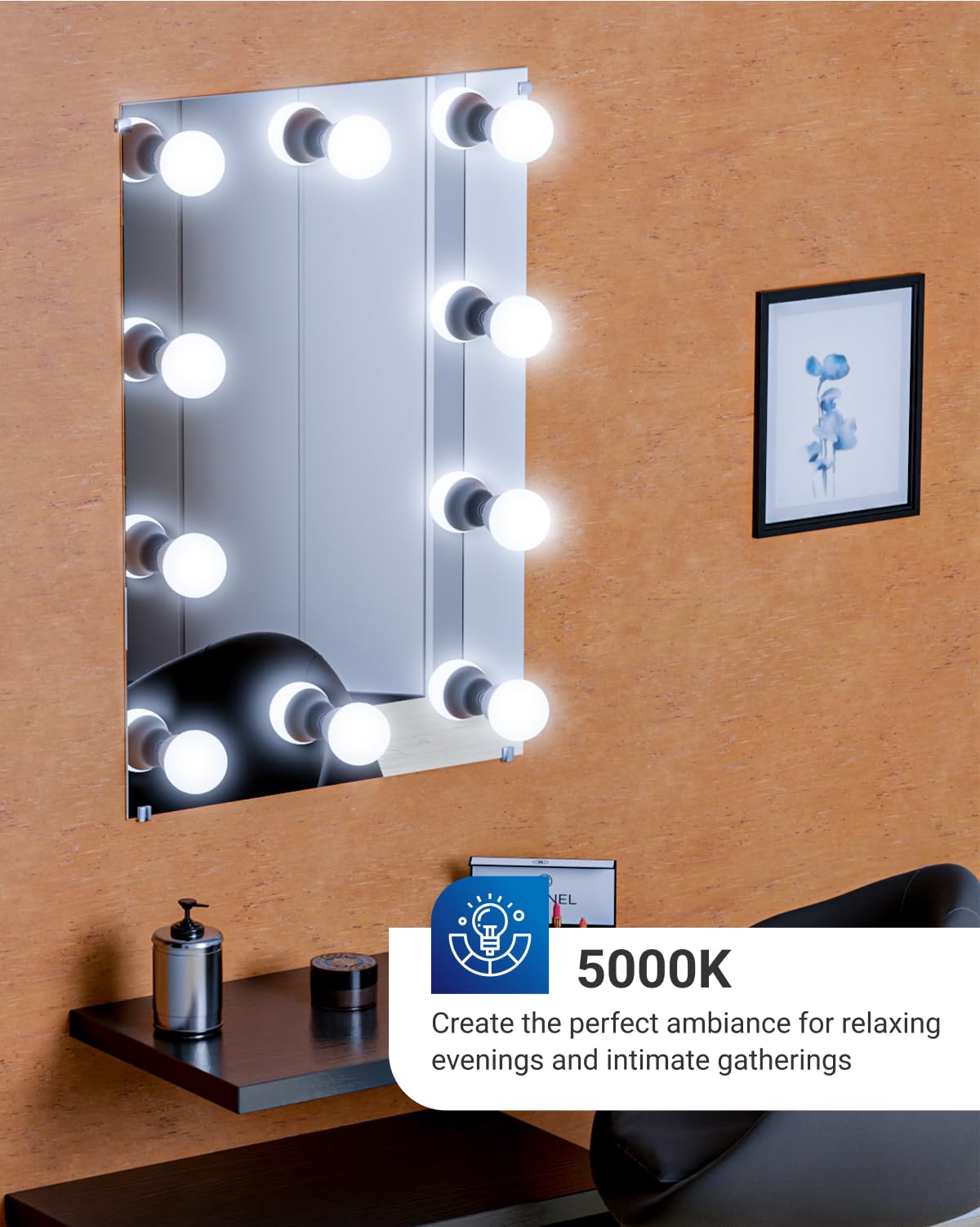 Sunco Lighting E12 LED Bulbs, 10 Pack, 5W Equivalent 40W, 5000K Daylight, Non-Dimmable, Frosted G14 Globe, Small Edison