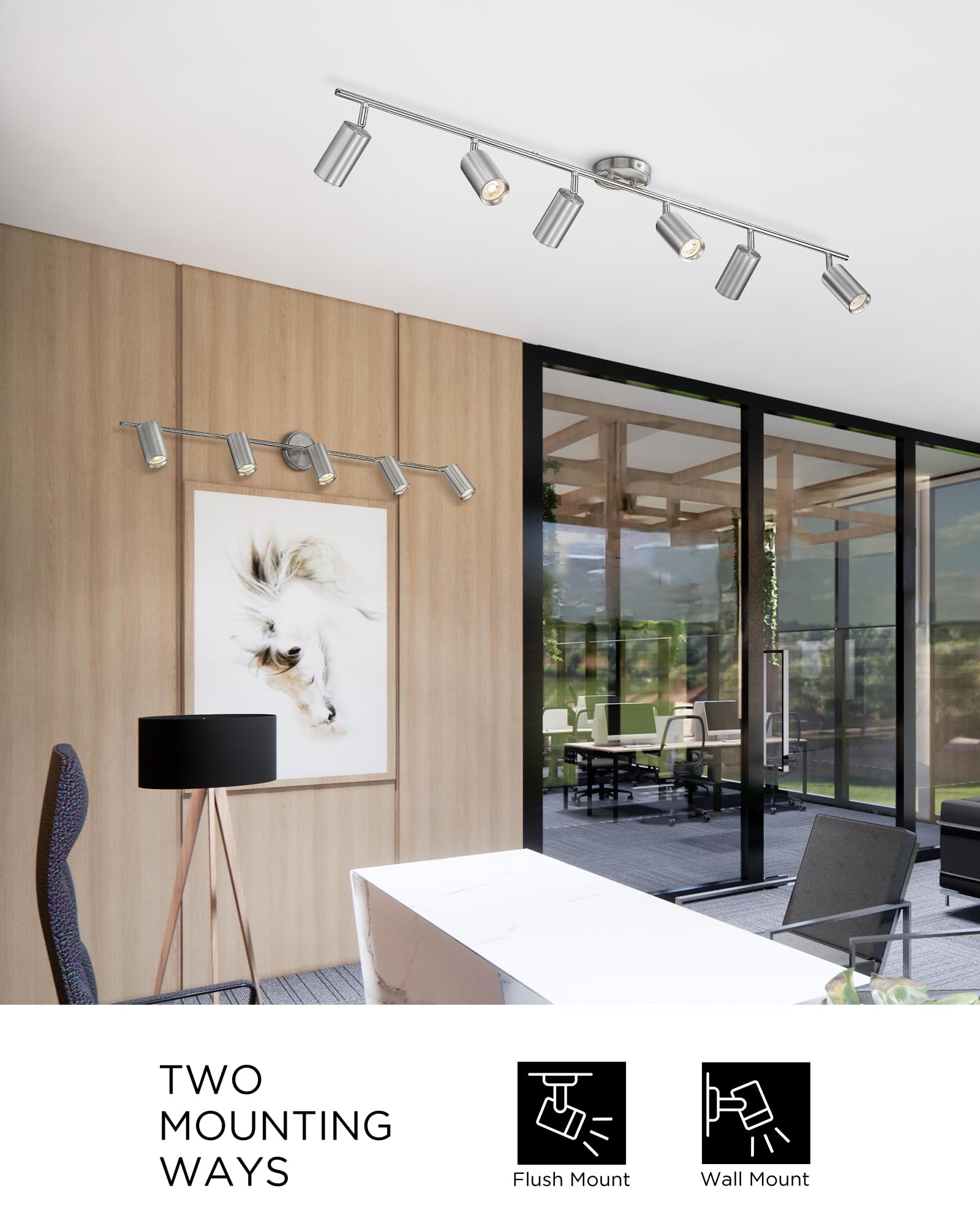 Femila 3000K Led Track Lighting  53 Modern Track Lighting Kit  Come With Bulbs  Brushed Nickel Finish  Gu10 Base  4Fs84Tl-6 Bn