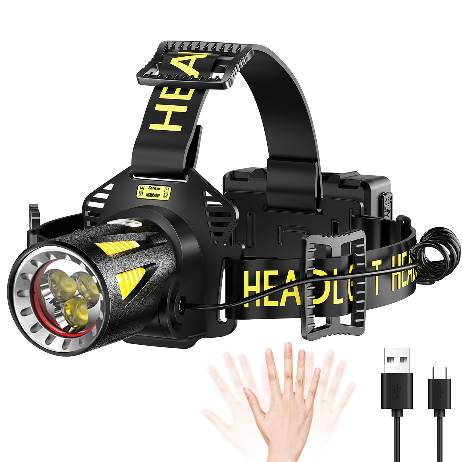MAXME100 Headlamp Triple-Beam Rechargeable 5700K Waterproof LED Explorer MAX Black
