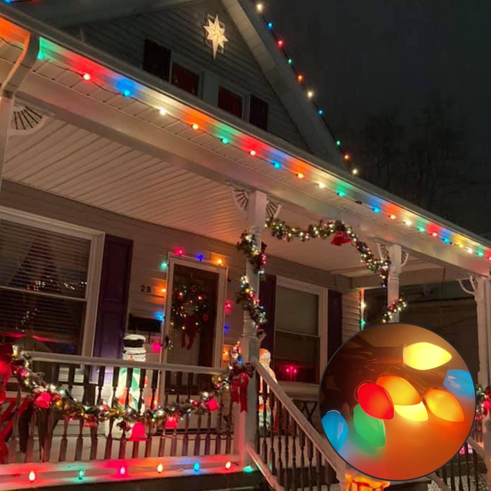 Cbebew C7 Led Christmas Replacement Bulbs  25 Pack C7 Multicolor Led Light Bulbs  Vintage Christmas String Light Bulbs For Indoor Outdoor Backyard Xmas Tree Decor  C7/E12 Candelabra Base