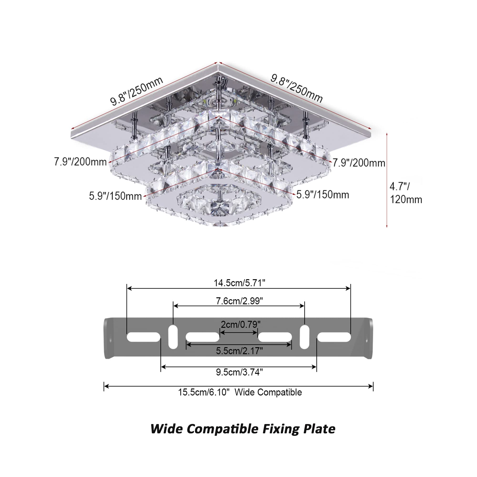Finktonglan Crystal Led Ceiling Light - Modern Flush Mount Chandelier For Dining Room & Bedroom, Cool White