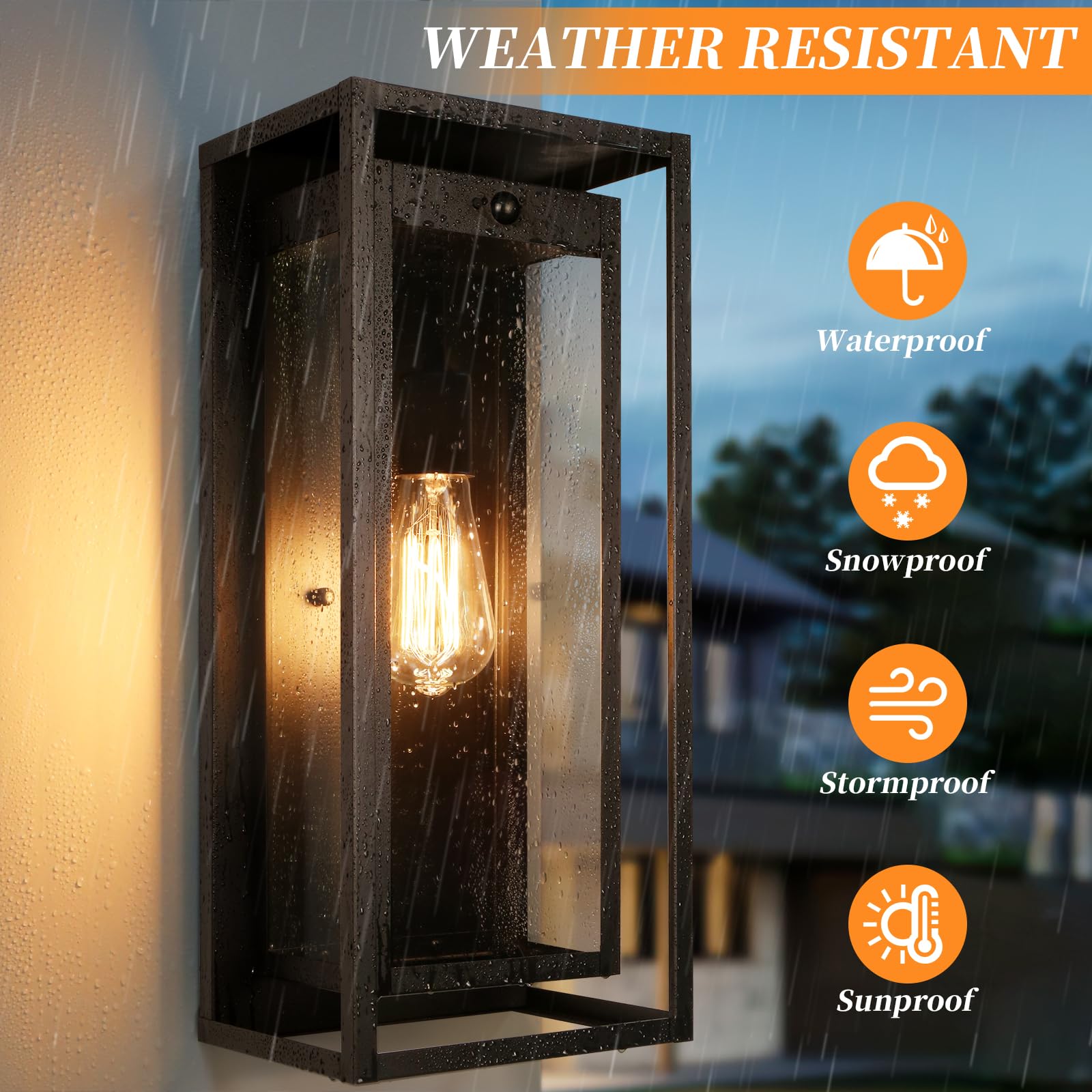 Slypadan 19 Motion Sensor Outdoor Wall Lights  2 Pack Large Dusk To Dawn Outdoor Lights  2 Lighting Modes Waterproof Anti-Rust Wall Sconces  Exterior Lighting Fixtures For Front Door  Porch  Garage