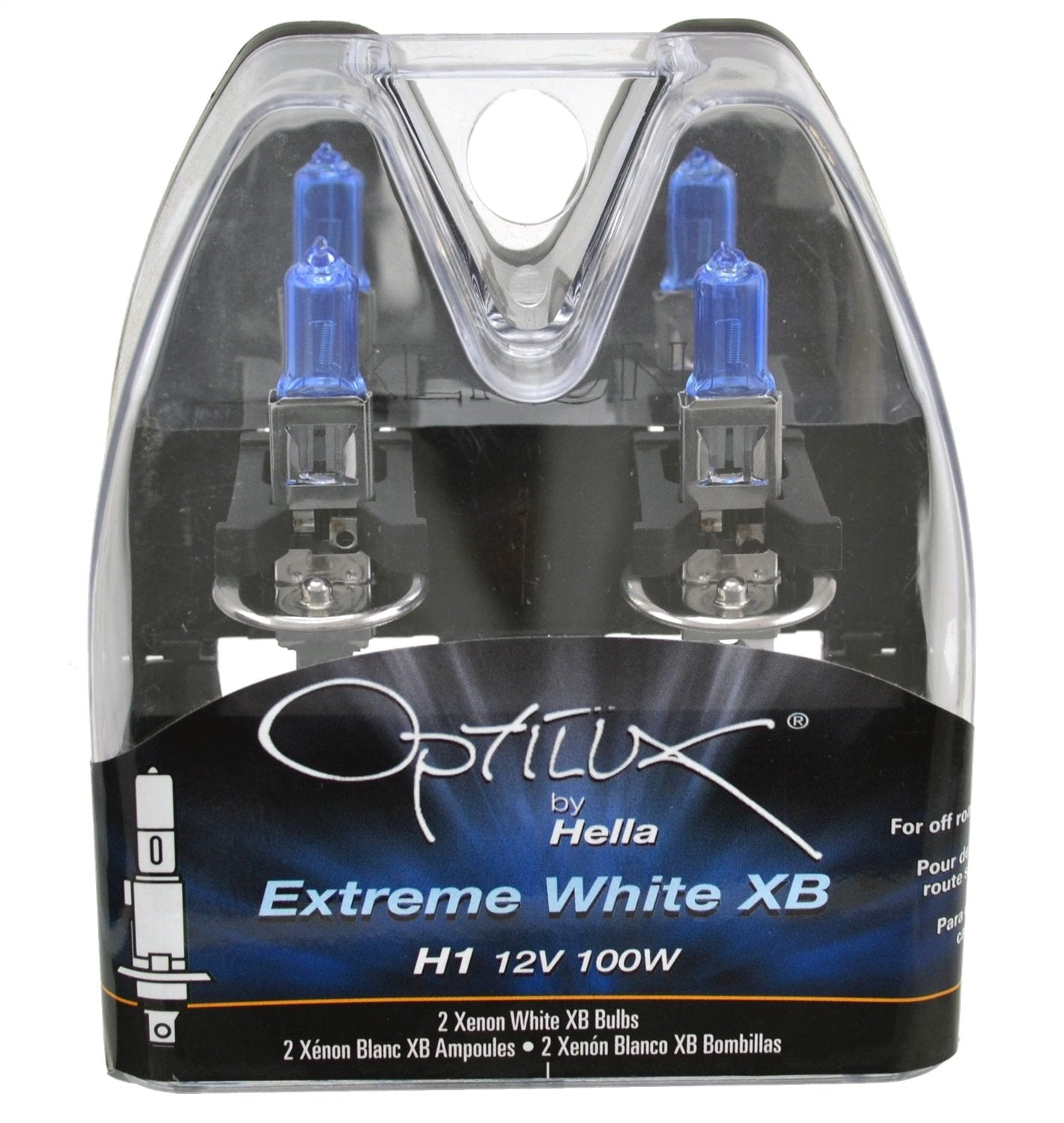 HELLA H71070227 Optilux XB Series H1 Halogen Bulbs, 12V 100W, Extreme White, 2 Pack
