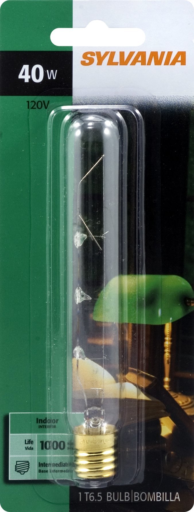 Sylvania 18152 40-Watt Clear Tubular Intermediate Base Incandescent T6.5 Bulb 1 Count (Pack of 2)