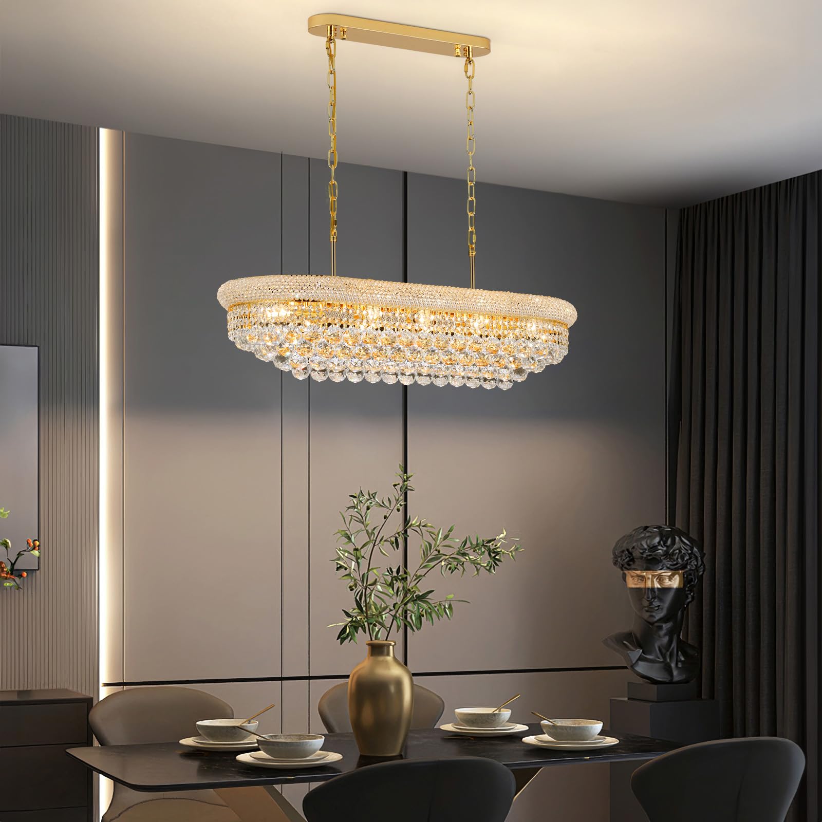 Crystal Chandeliers For Dining Room Light Fixtures Over Table  Modern Crystal Chandeliers For Kitchen Lsland  11 Lights Empire Style Gold stylish Lighting Fixtures For Living Room Bar L34.5 Inch
