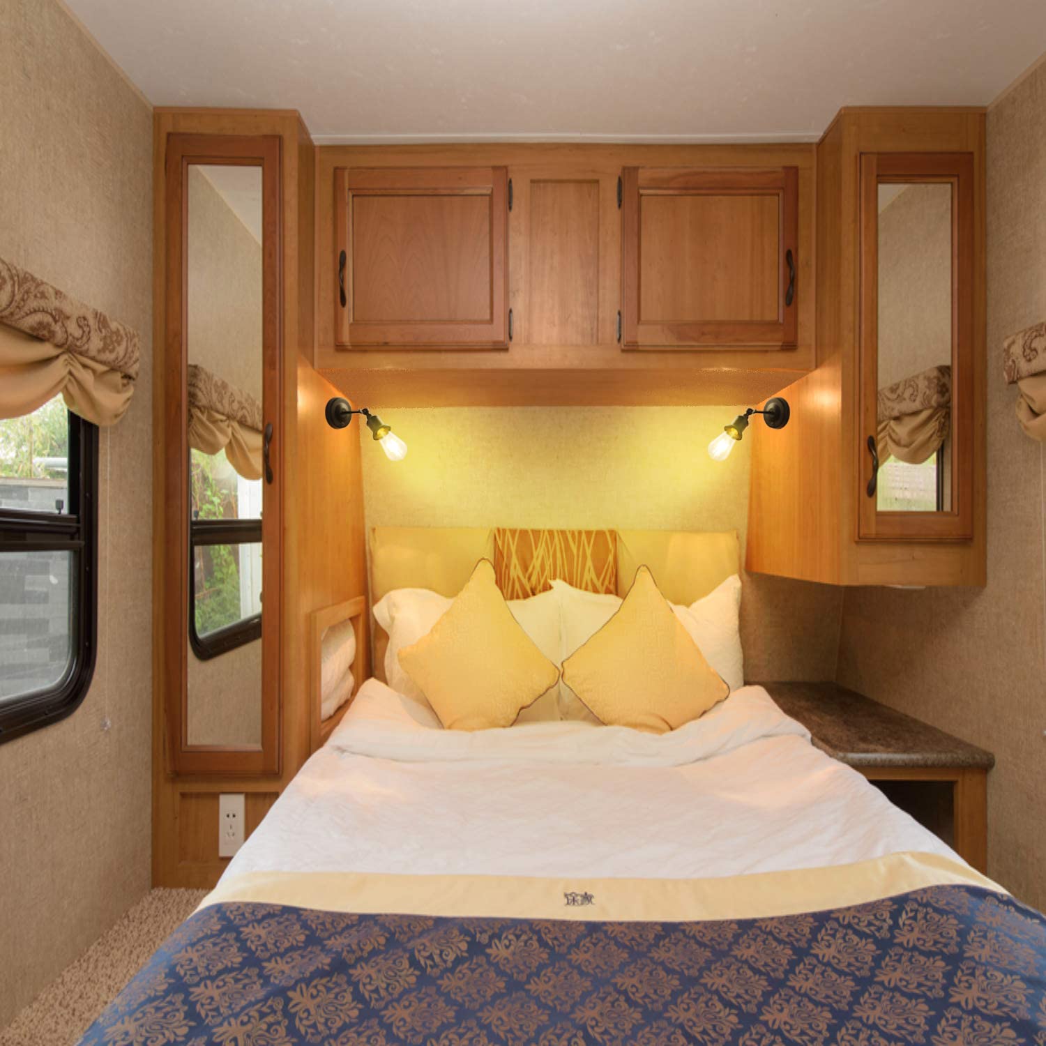 Maichis 12V Led Rv Wall Sconce Light Fixture With On/Off Switch, Rv Led Bedside Reading Lamp With E26 Led Bulb (Included), 3000K Warm White Interior Light For Rv, Boat, Marine, Motorhome, Caravan