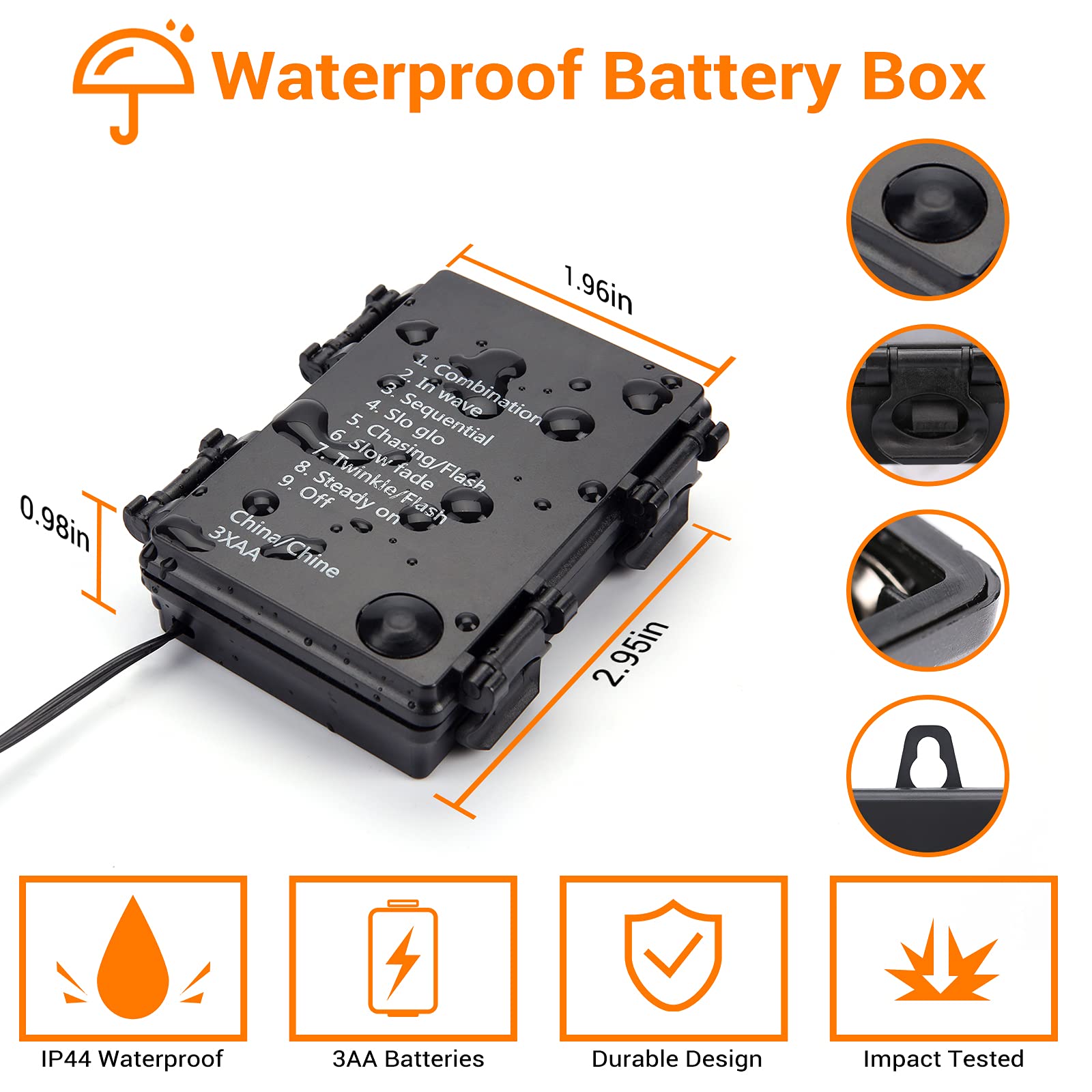 iBaycon 50 LED Battery Halloween Lights, 16.4ft, Waterproof Twinkle Fairy Lights, Orange Purple, 8 Modes & Timer for Indoor Outdoor Use