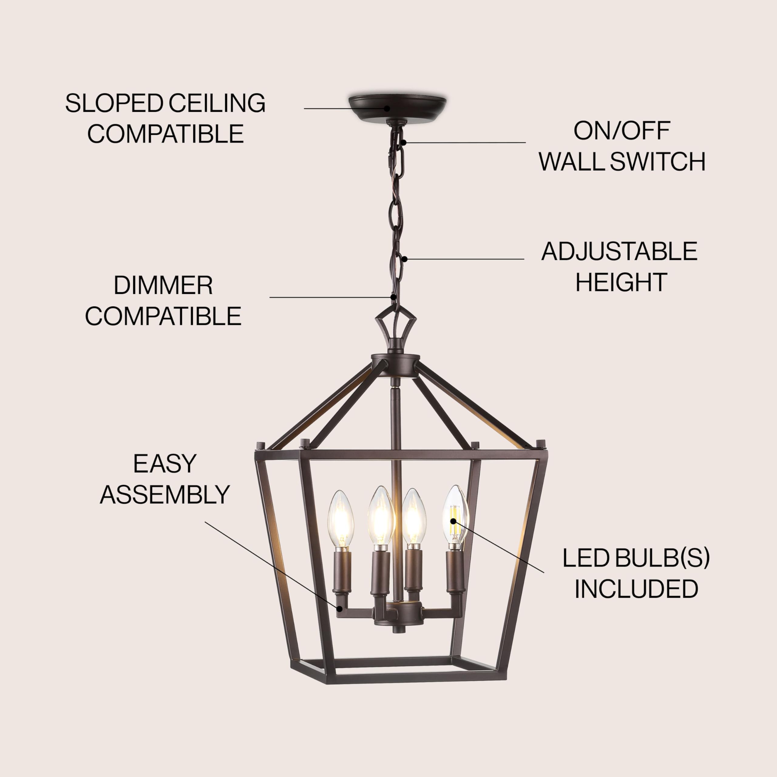Jonathan Y Jyl7436A Pagoda Lantern Dimmable Adjustable Metal Led Pendant Classic Traditional Farmhouse Dining Room Living Room K