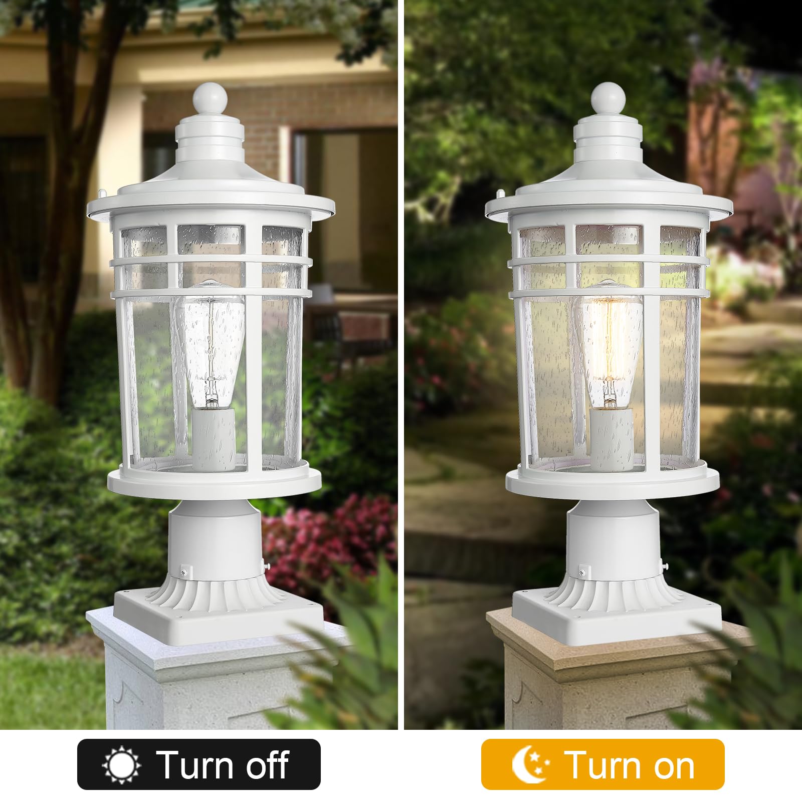 Darkaway Outdoor Post Lights, Waterproof Aluminum Lamp, 17in Large, White, Model 6X20P-M WH, For Patio and Yard