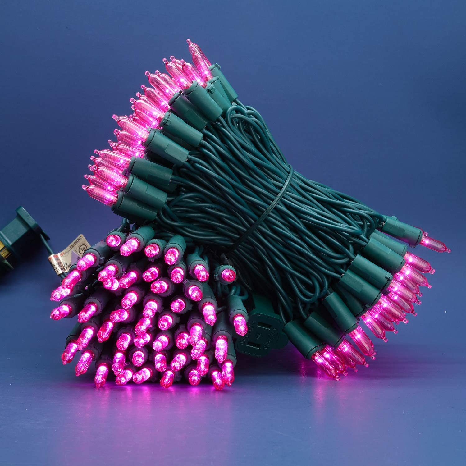 Sweet Shine 200 Count Pink Led Christmas Lights, 66 Ft Green Wire, Ul Certified String Lights