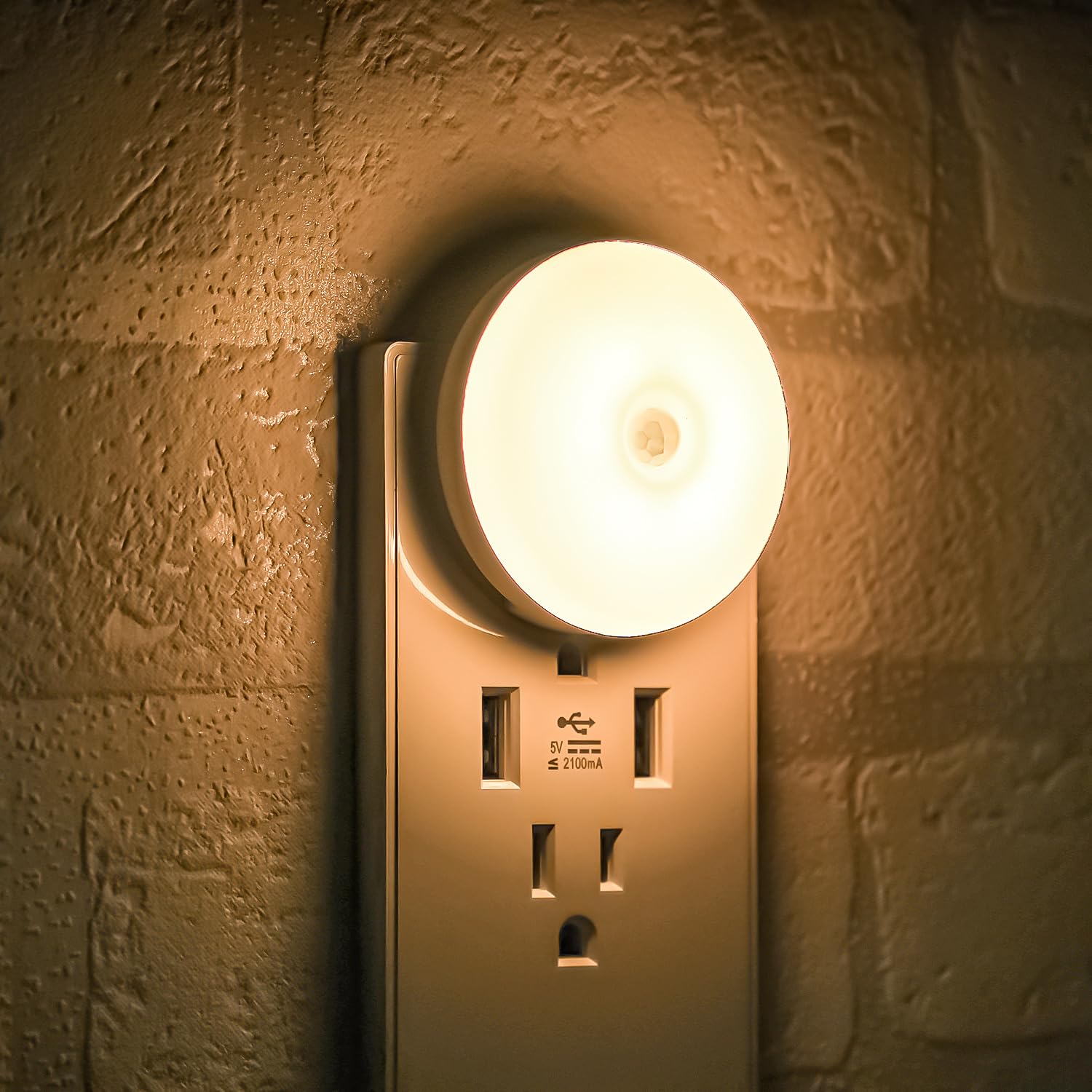 Night Lights Plug into Wall, 2 Pack, Motion Sensor Night Light, Automatic Night Light, Warm Hue, Slim, Motion Activated Light In