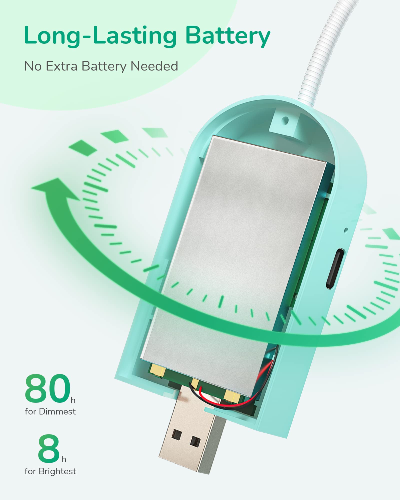 EDISHINE Reading Light for Book in Bed, Portable Clip-on Lamp, USB Rechargeable, 3 Color Modes & Stepless Dimmable, 2 Charging M