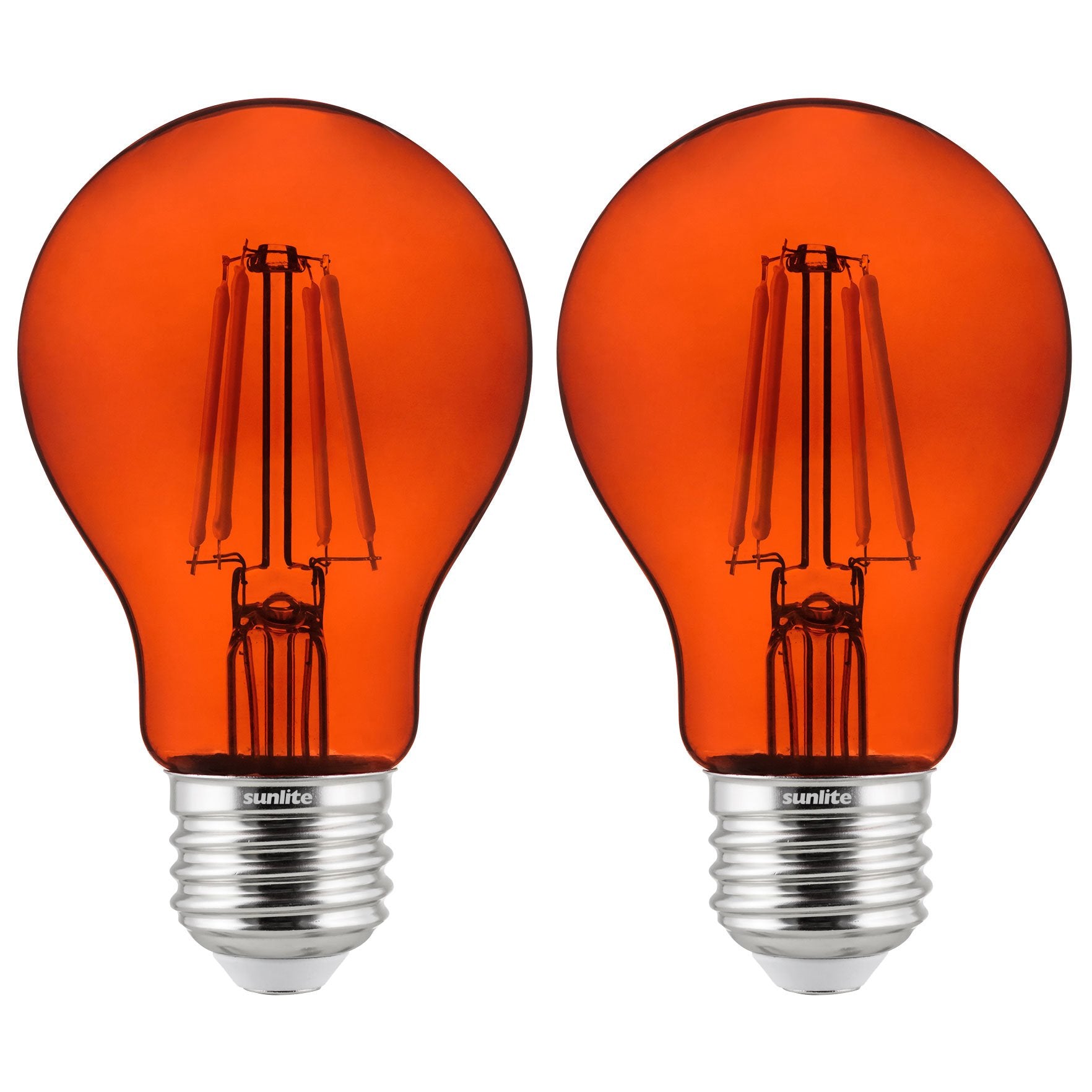 Sunlite 81085 Led Colored Filament A19 Light Bulb, 4.5 Watts, Medium E26 Base, 120 Volts, Transparent Orange, Dimmable, 320 Degr