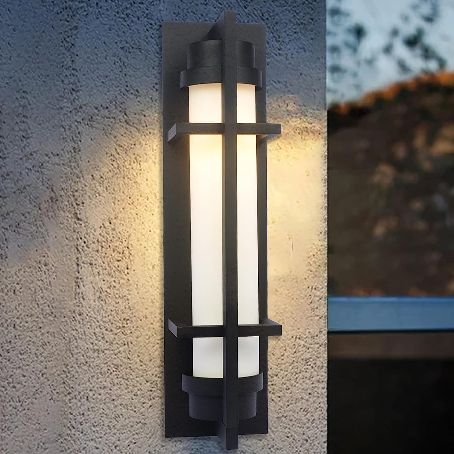 Alvime Outdoor Wall Sconce - Waterproof Black Lantern For Entryway, Patio, Garage, E26 Base