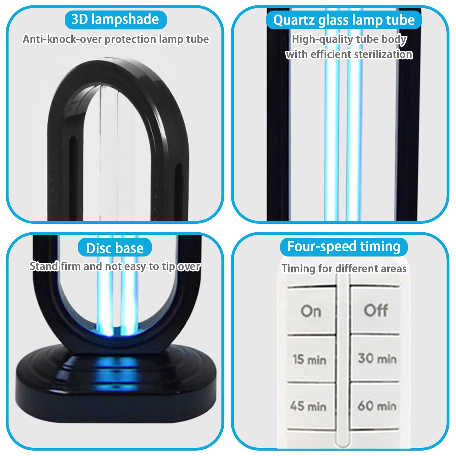 Generic UV Light - UV Lamp for Bed Bugs, 4-Speed Timer, Remote Control, 38W UVC Bulb, 2-Pack