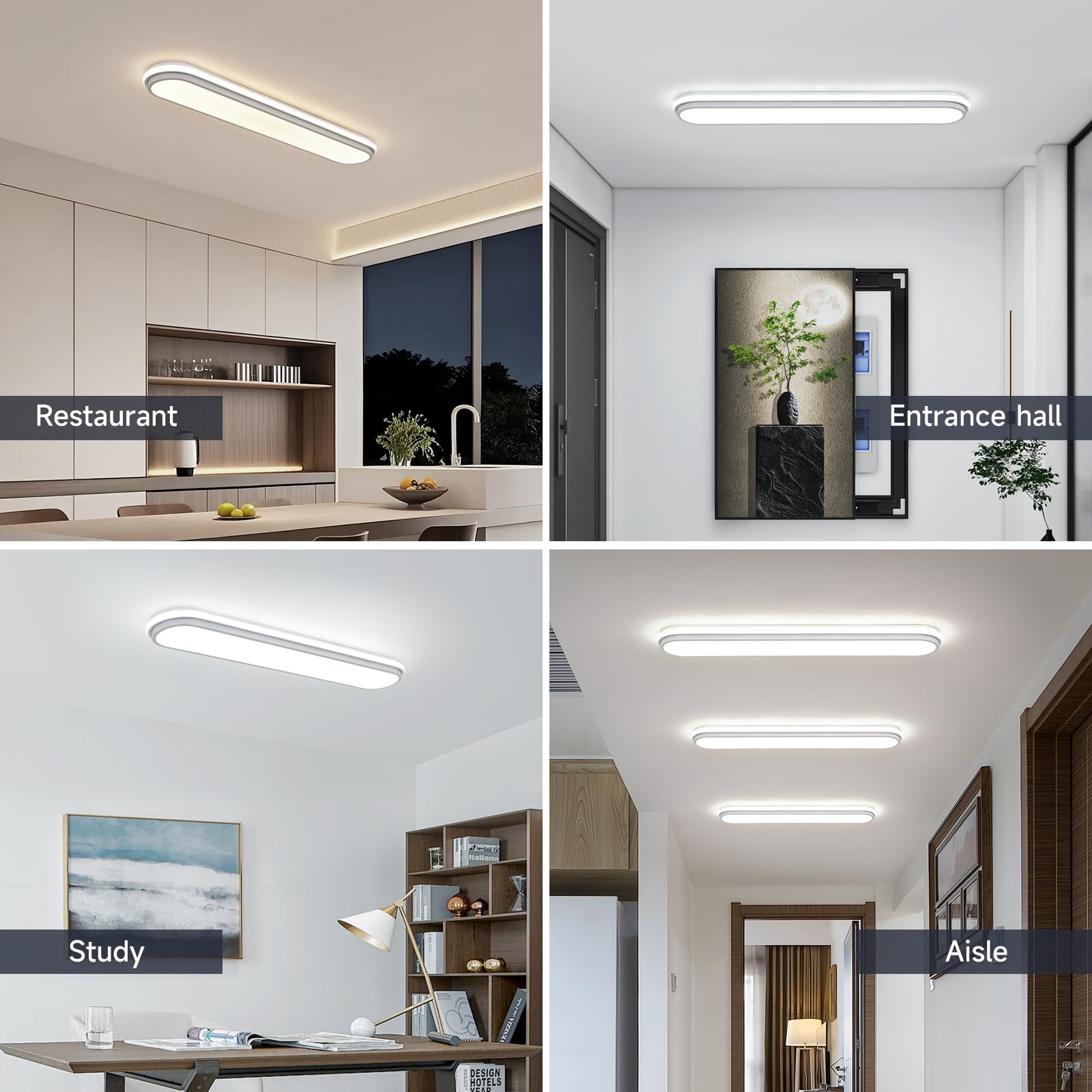 Naroume Smart Led Ceiling Light 36.2In Dimmable Modern Metal Linear Led Ceiling Lamp Flush Mount Wraparound Shape Lighting Fixture With Remote Control For Kitchen Dining Room & Laundry 55W