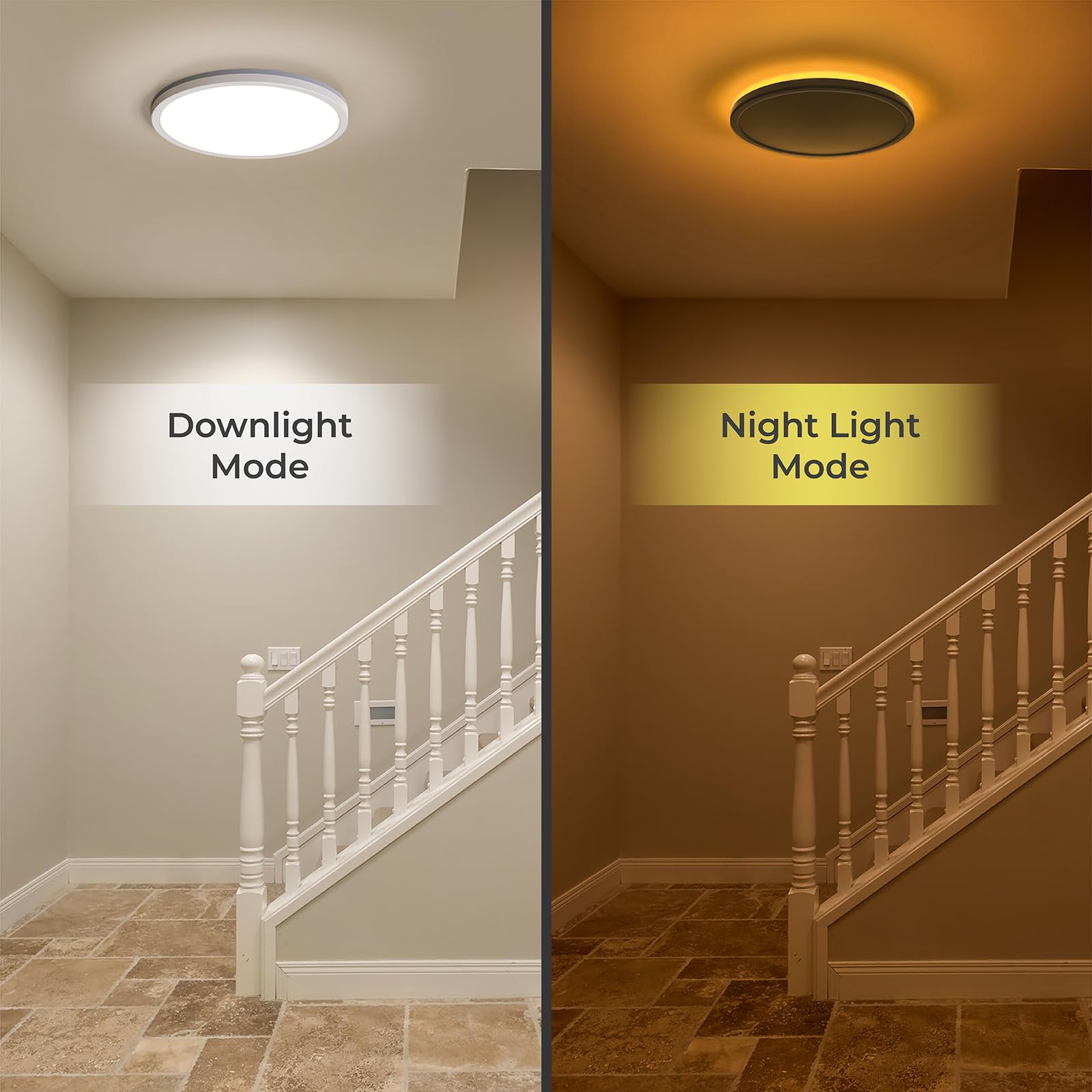 Matane Flush Mount Ceiling Light, LED 18W, Adjustable 3000K-6500K, 8.7in, White, Model LS-CL-G4-18W-Dim