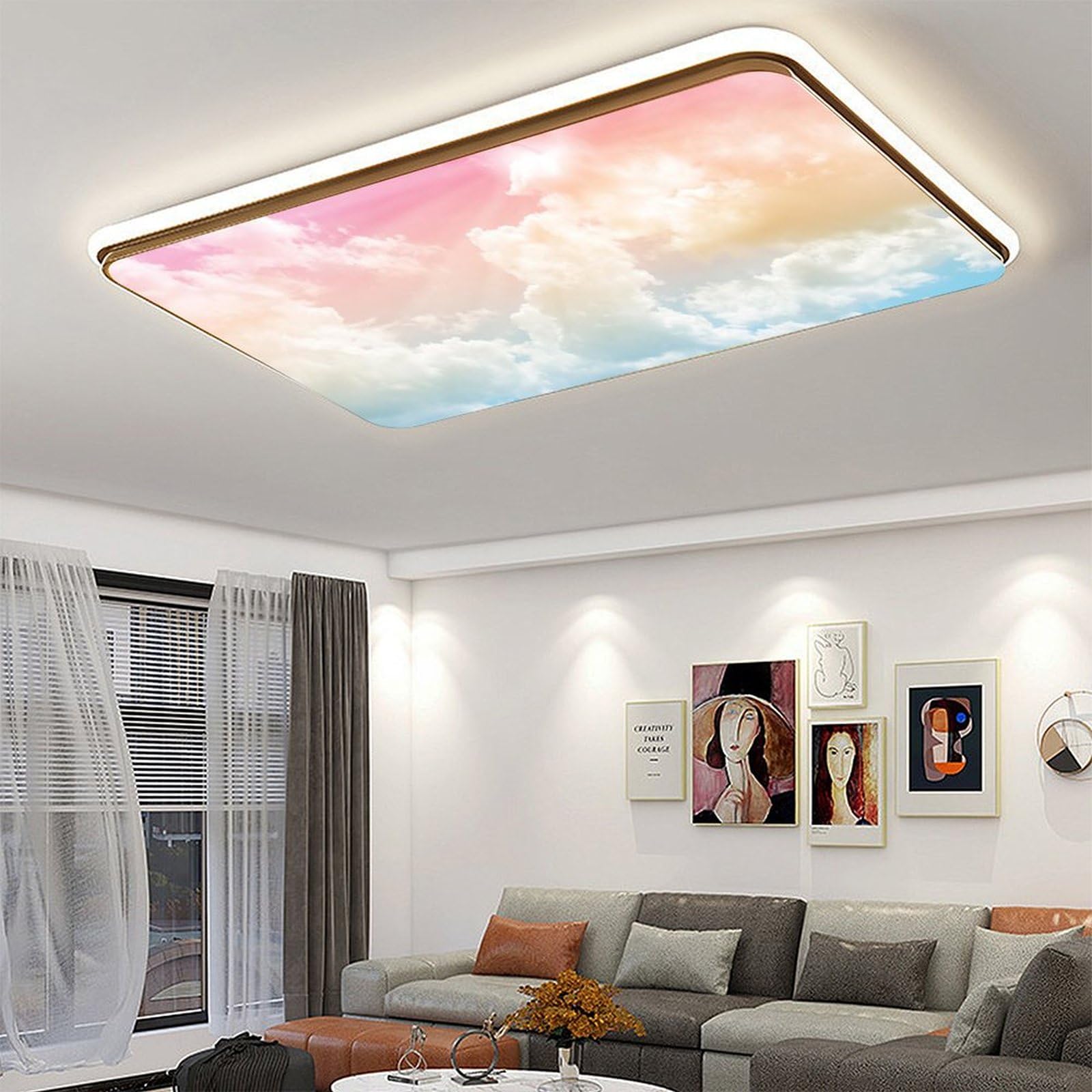 RoseFace 2PCS Fluorescent Light Covers, Evening Glow Cloud, Polymer, 4x2 Feet, Magnetic Filters for Classroom & Office