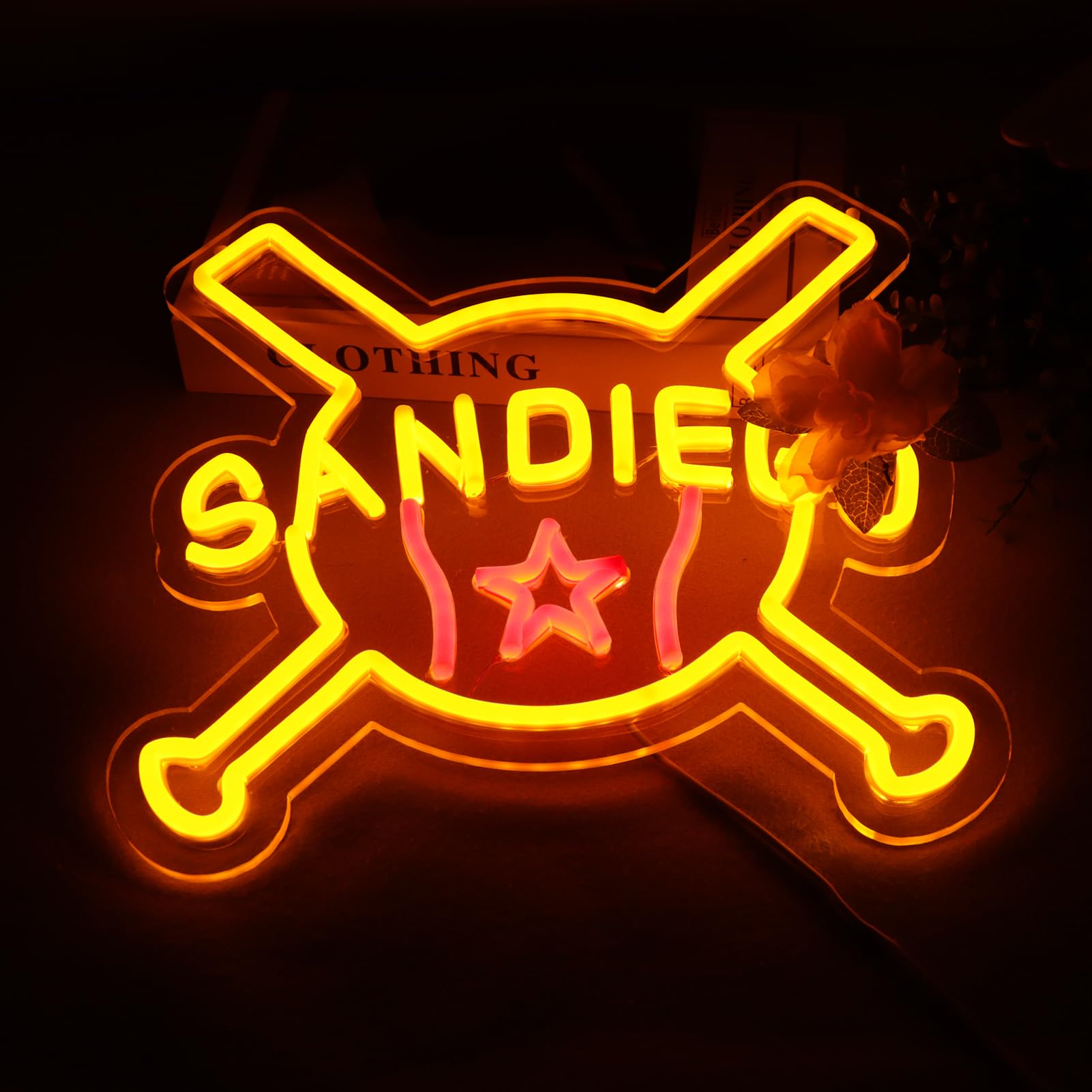 Balanar Neon Baseball Sign for Garage or Man Cave Decor, 15.7x12.2 inches, Glass, Model B-DS, B-DS Color