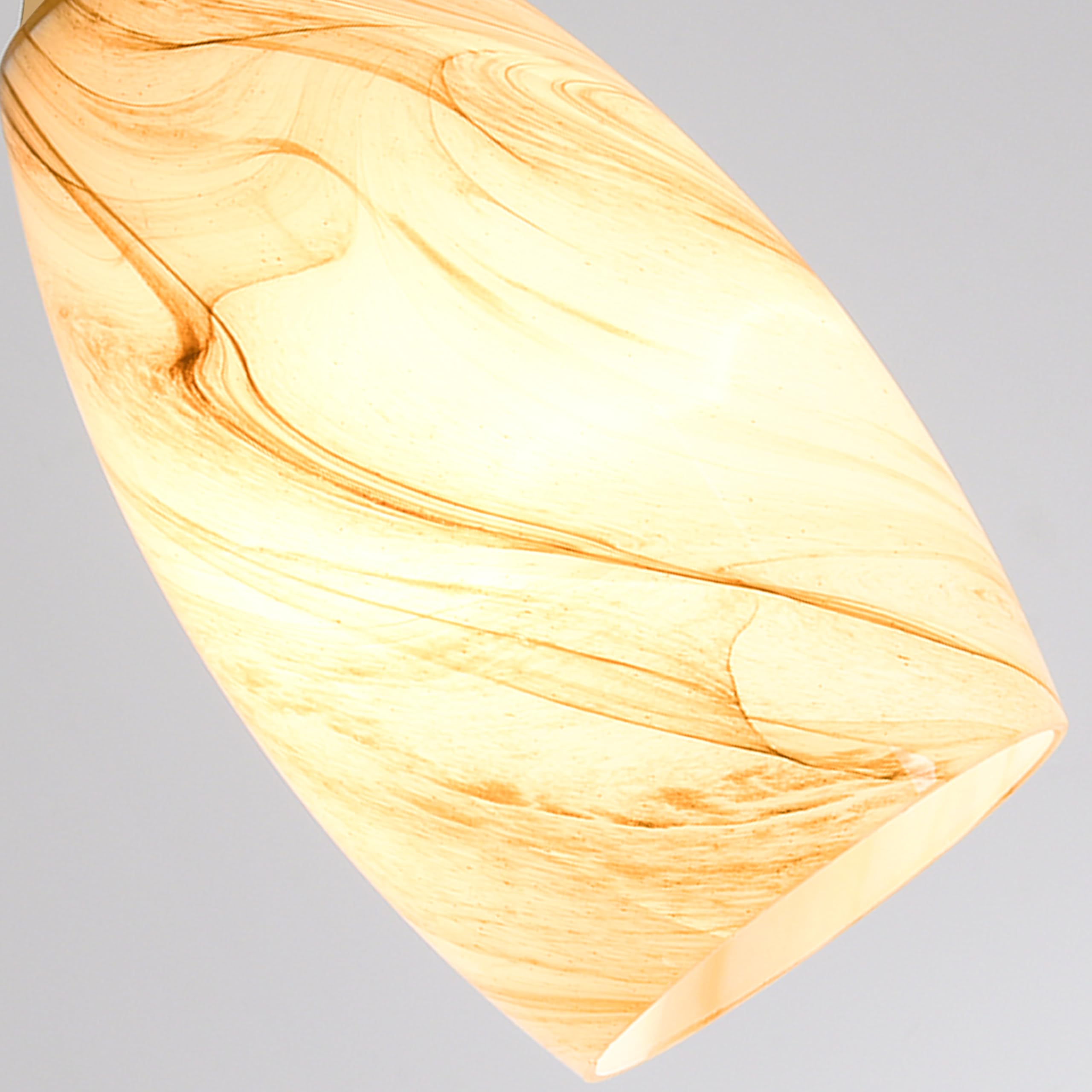 Go&So Honey-Bronze Gradient Flow Pendant Light Shade  7.8H Oval Fixture  1.57 Fitter  2 Pack Kitchen Pendant Lighting Over Island -Hand-Blown Fluid Line Texture For Chandelier Replacement Shades Set