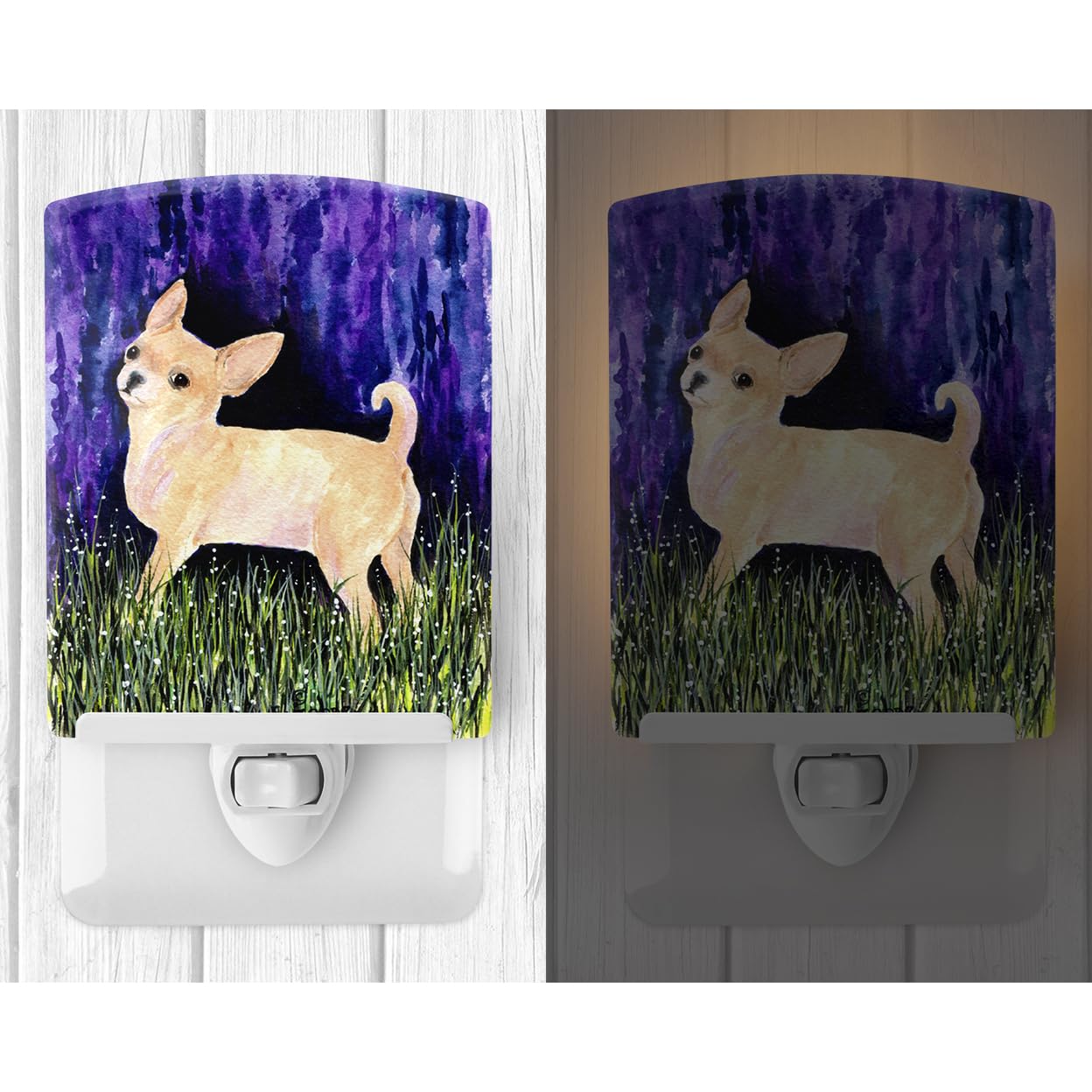 Carolines Treasures Ceramic Night Light, Starry Night Chihuahua, UL-Certified, 6x4x3 inches, Multicolor, Model SS8514CNL