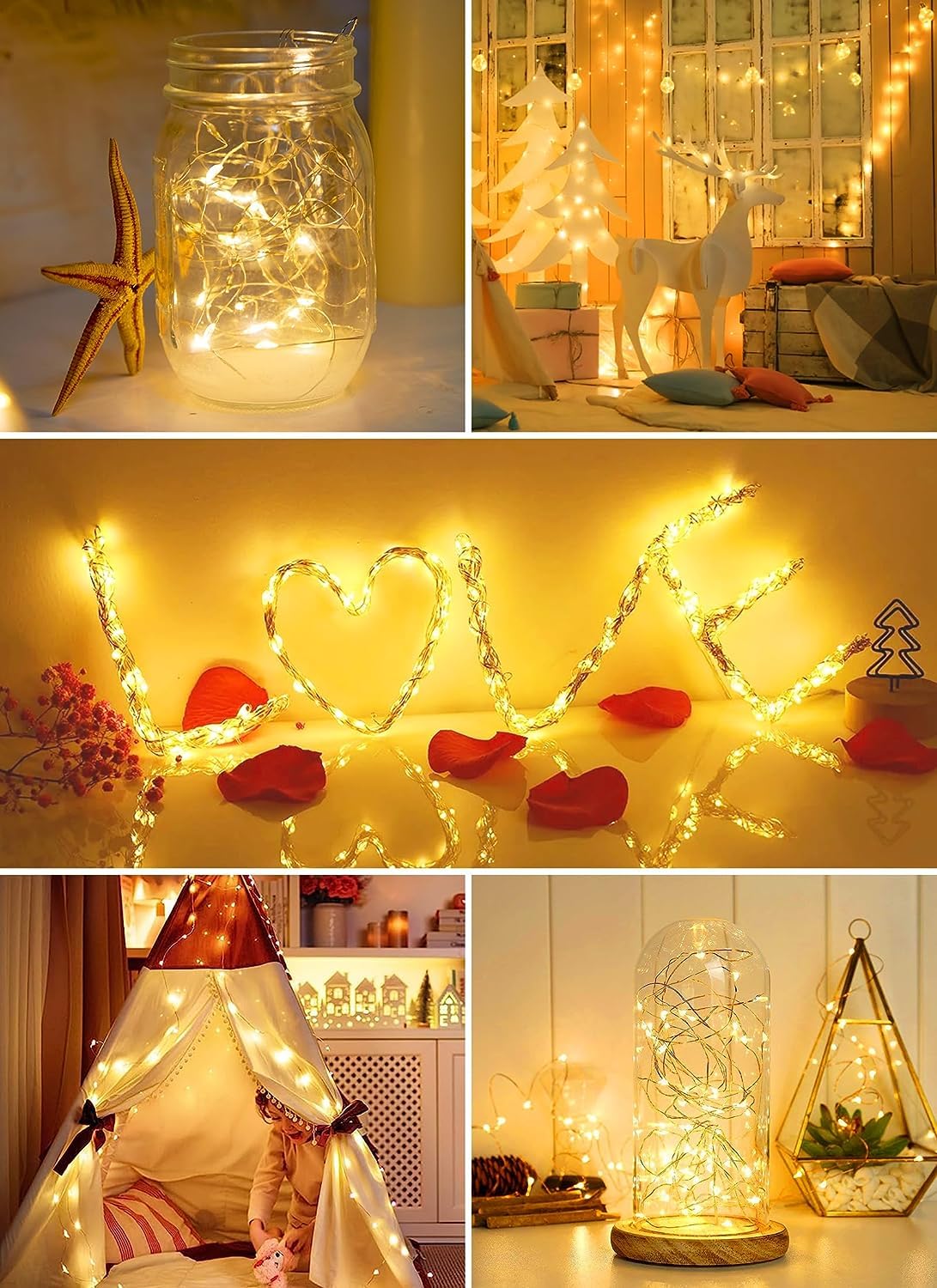 Minetom 18 Pack Fairy Lights Battery Operated - 7ft Mini LED Lights for Crafts DIY Garlands Jars Table Centerpiece Wedding Plant