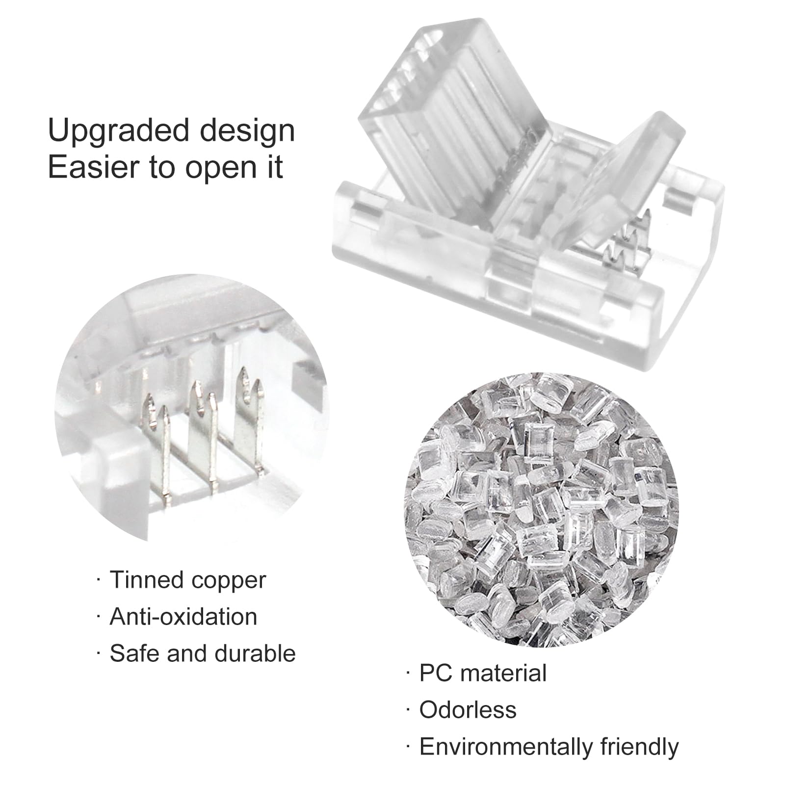 Rgbzone 10Pcs 8Mm 4 Pin Led Strip Connectors And 32.8Ft 4 Pin Rgb Extension Cable Strip To Wire Quick Connection For Waterproof
