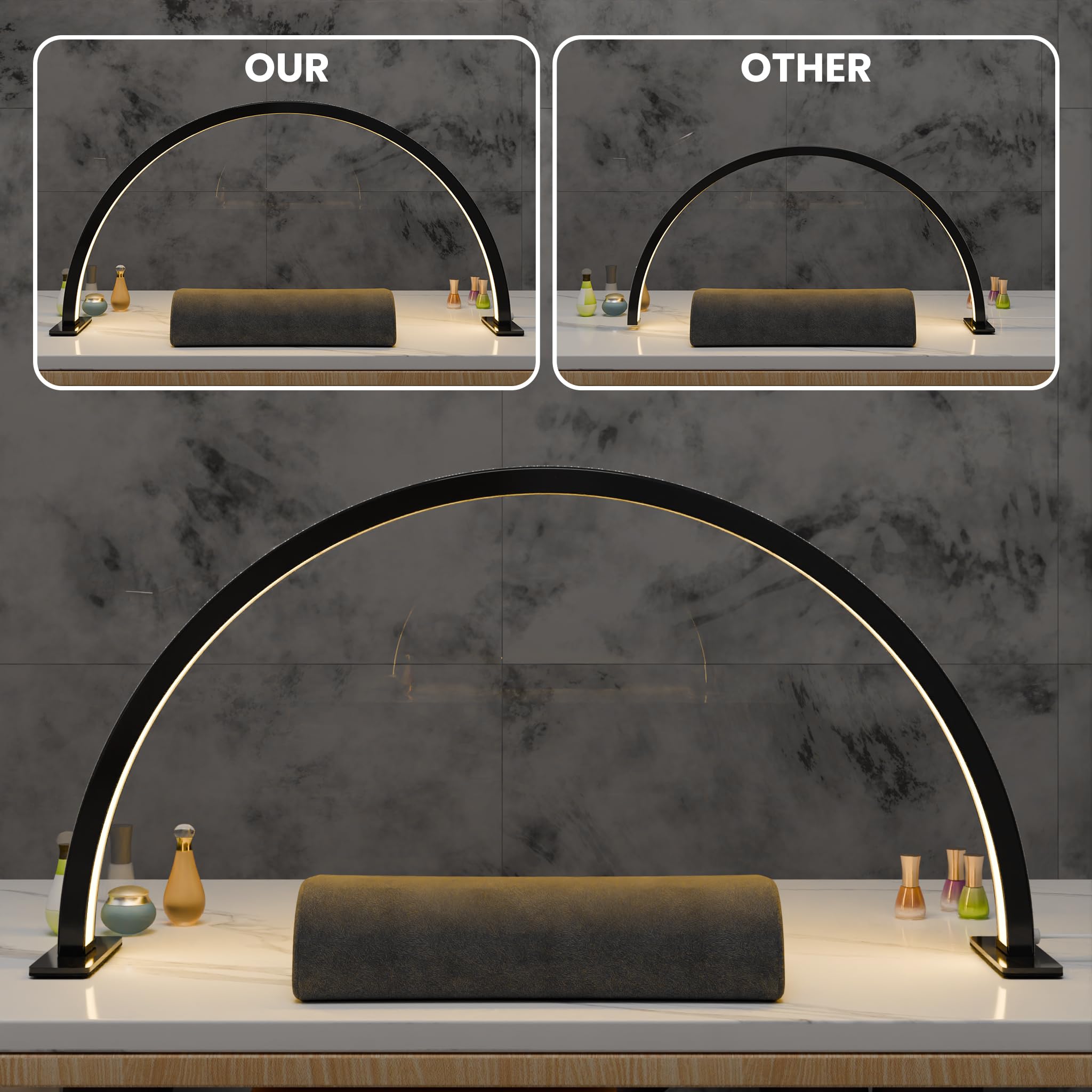 Gelpal Large Half Moon Light For Nail Desk, 30'' 48W Professionals Led Light, Desk Lamp For Lash Eyelash Extension,Makeup Desk L