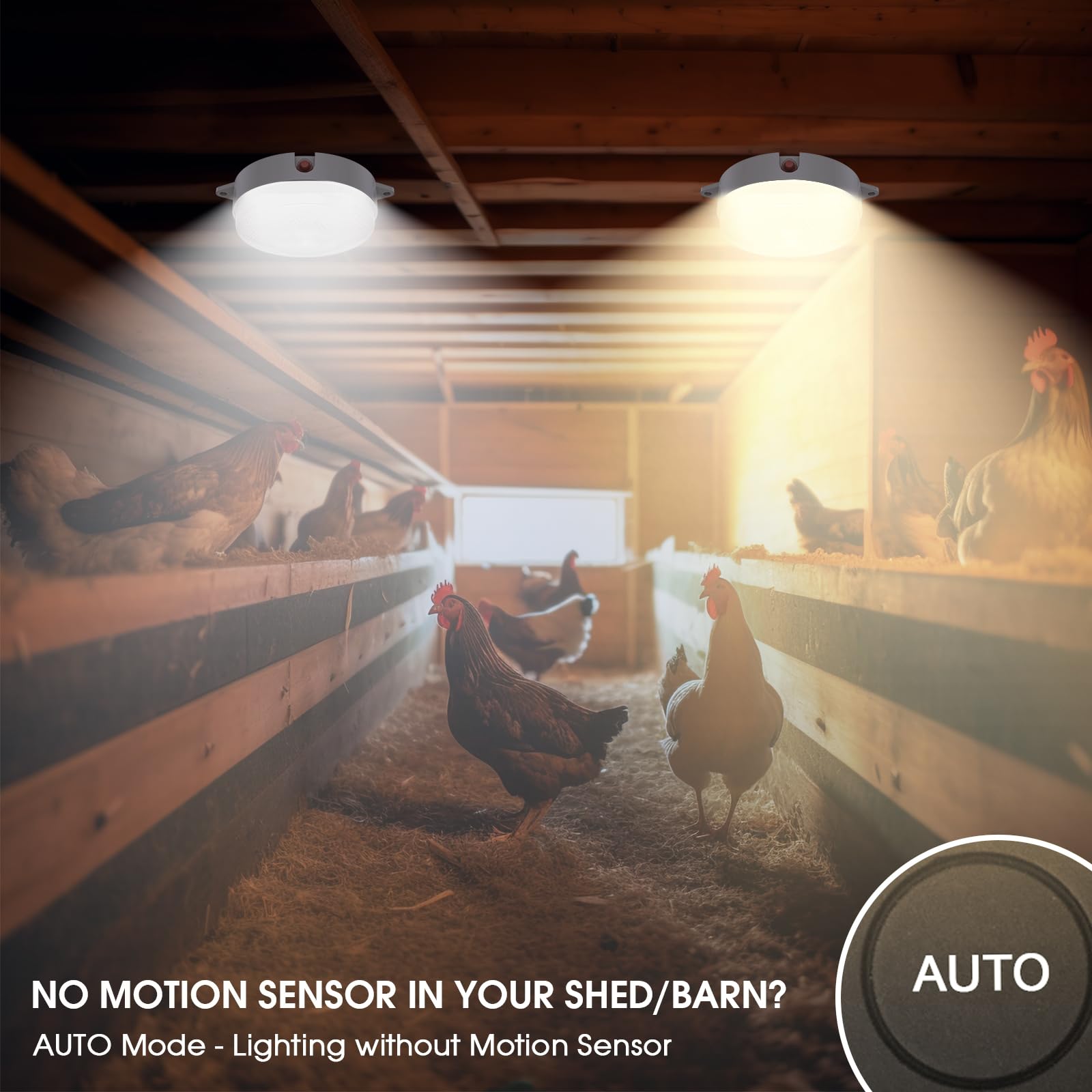 UPONUN Solar Ceiling Light 2 Pack with Motion Sensor, Dimmable 6000K/4000K/3200K, Indoor/Outdoor Barn Lights with Remote, White