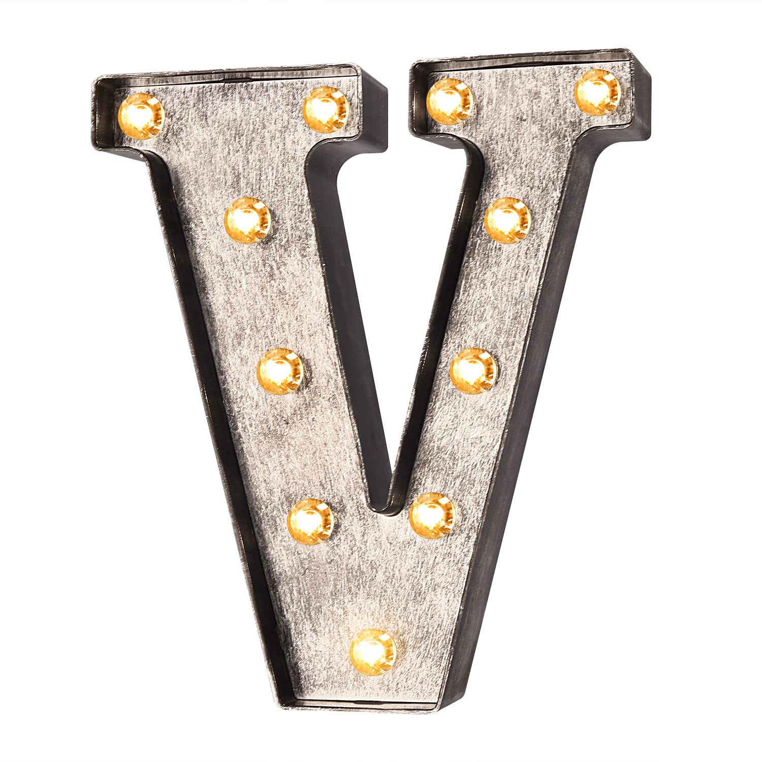 Brushed silver gray LED letters Lights Light Up letters Sign for Night Light Wedding/Birthday Party Battery Powered Christmas La