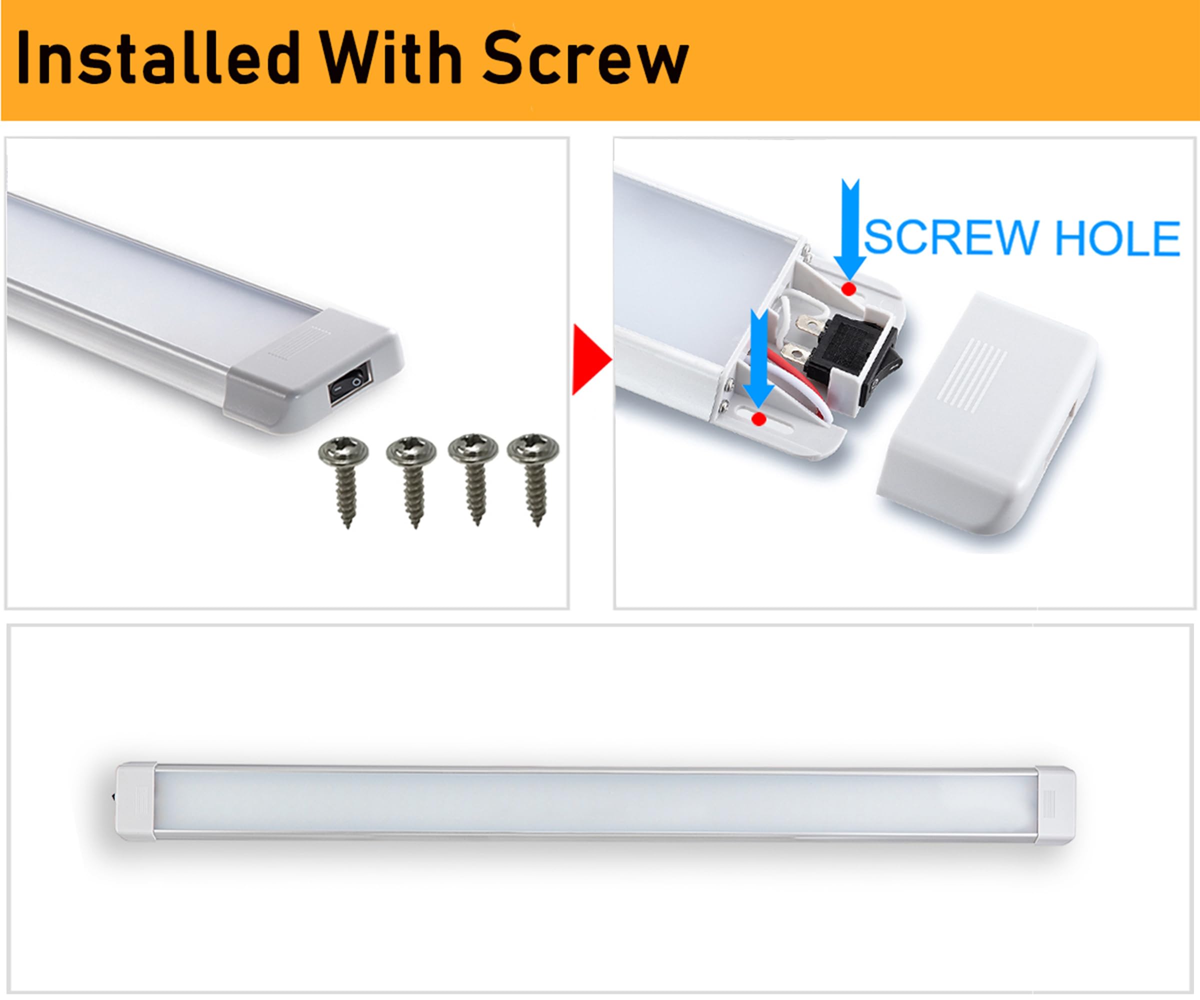 Raycharm Led Interior Utility Light Fixture 38.2'' X 2.6'', High Lumen-Output Low Current Draw Energy Efficient, Frosted Lens 60