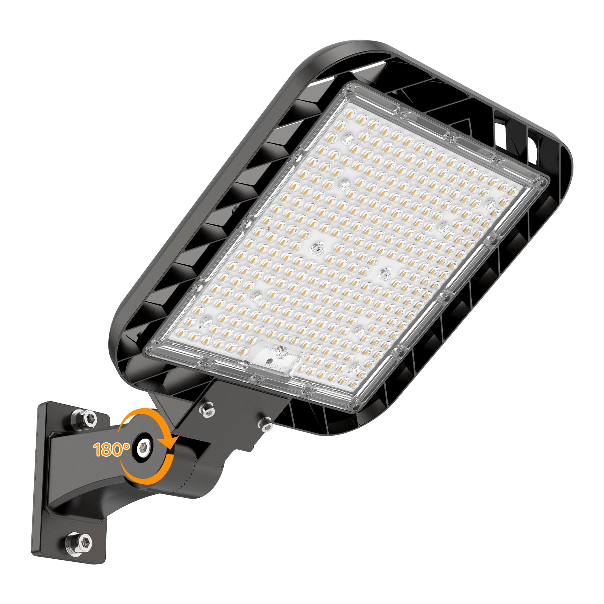 DEMILARE LED Parking Lot Light 240W 36 000LM Adjustable Arm Mount Shoebox Lights with Dusk-to-Dawn Photocell Flood Light Quick Installation Design Commercial Area Lighting for Parking Lot  Roadways