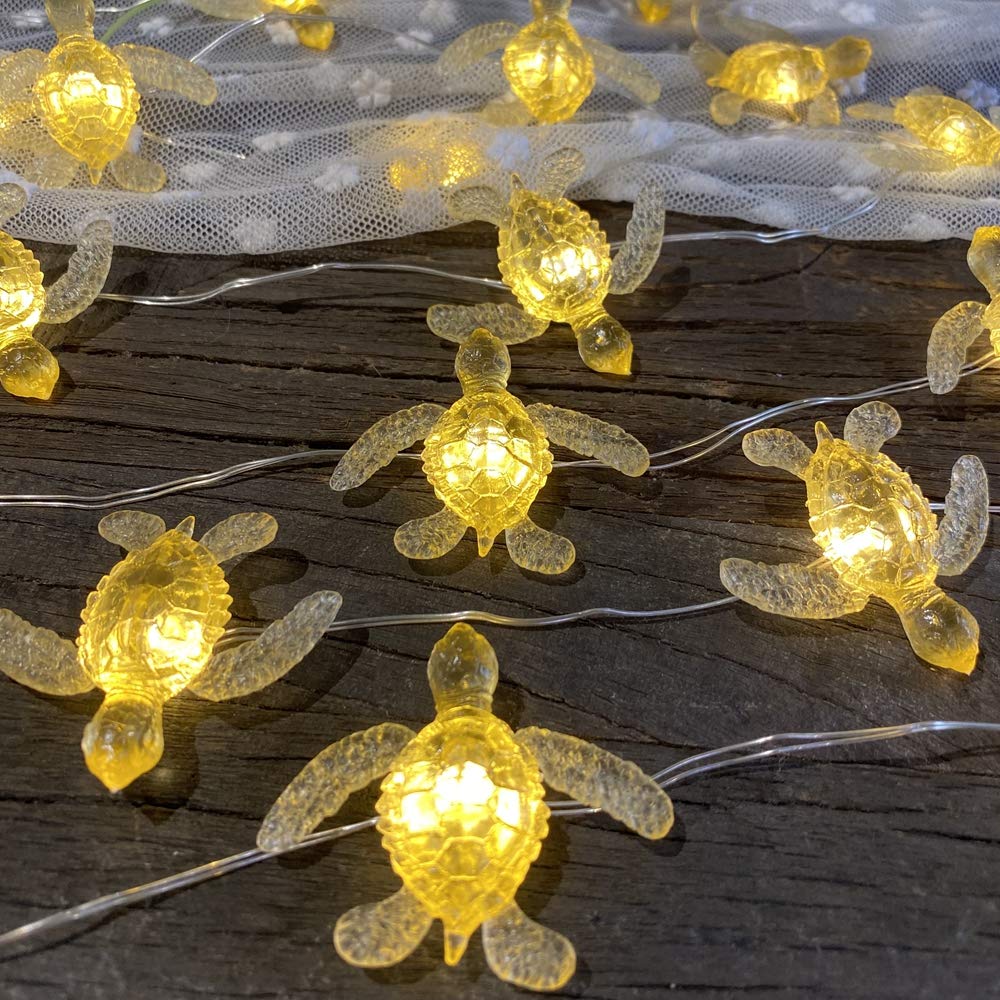 Sea Turtle Fairy Lights Ocean Theme String Lights Indoor-Cute Beach Lights USB plug in & Battery Operated 10ft 30 LEDs with Remote Control- Decorative Lights for Christmas Tree Bedroom Camping