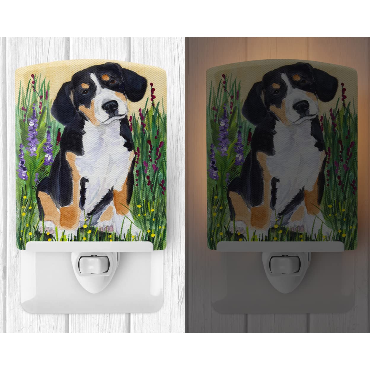 Carolines Treasures Ceramic Night Light, Entlebucher Mountain Dog, UL-Certified, 6x4x3in, Multicolor, Model SS8216CNL